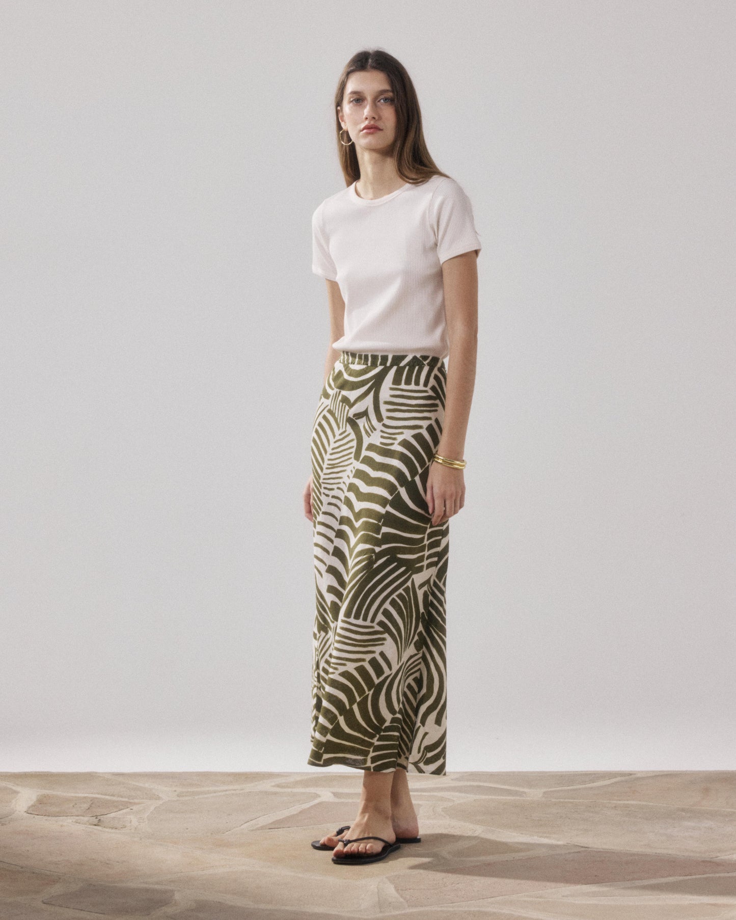 Jupe Femme en Lin & Viscose Beige Julia