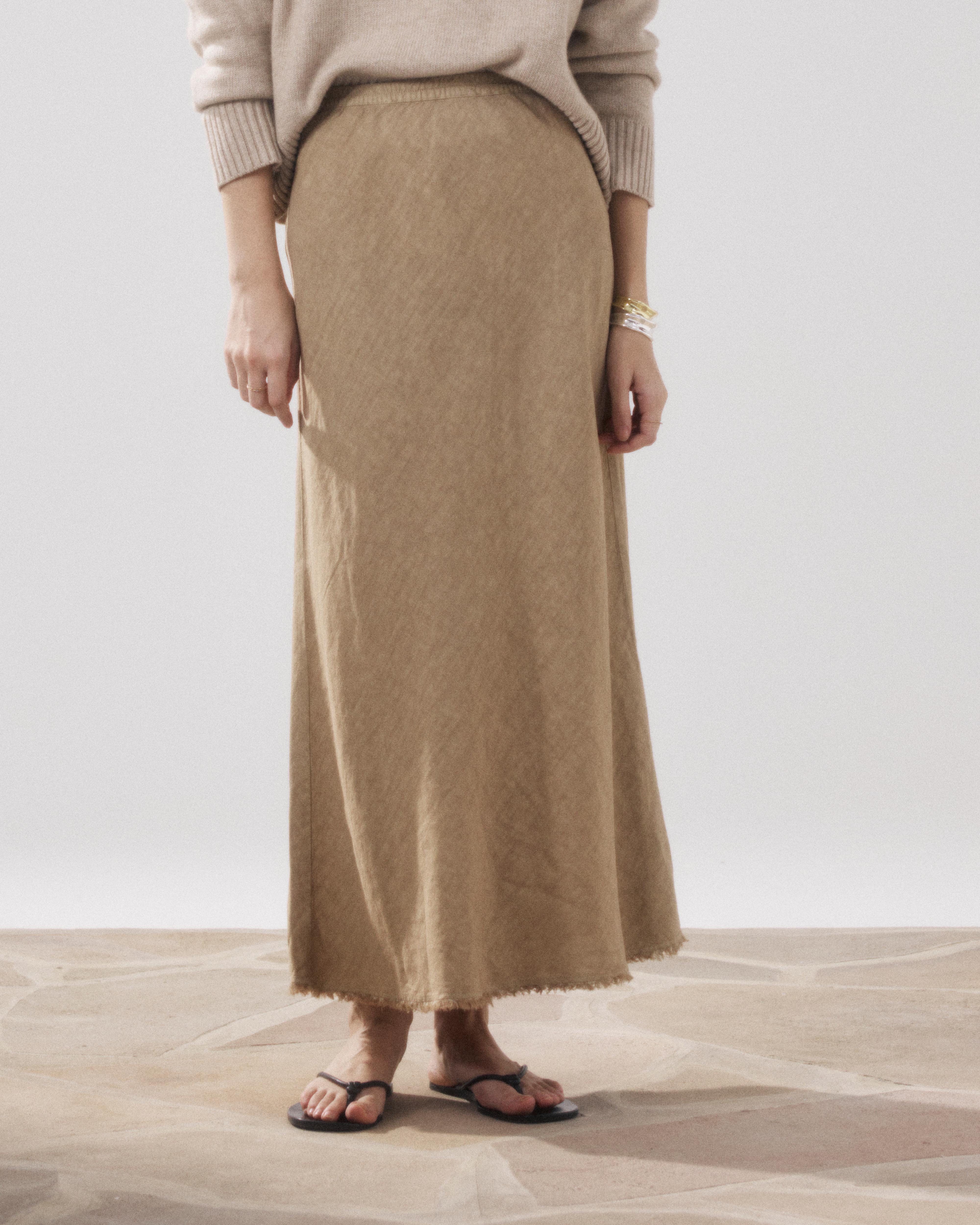 Julie Women's Beige Linen Skirt BFJG606-27 - Women's Skirt - Hartford