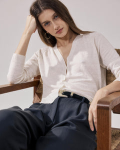 Women's Off-white Linen Cardigan Moriba BFMA514-01