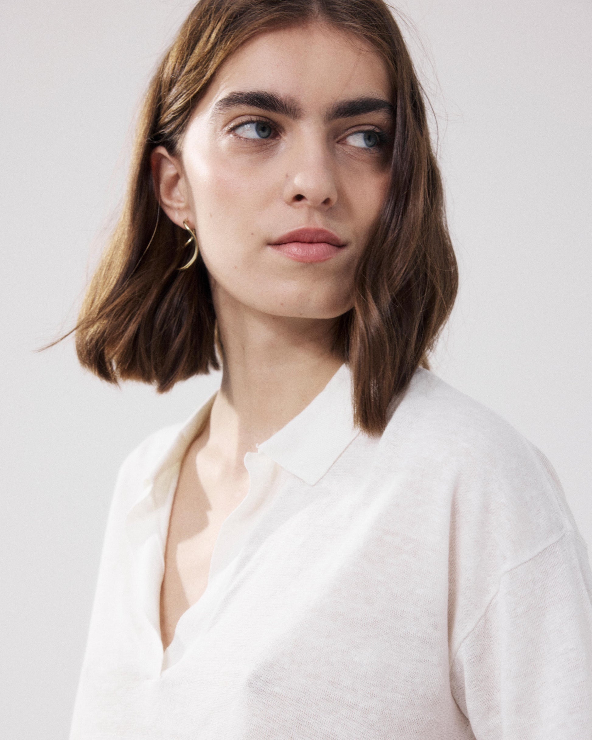 Women's Off-white Linen Polo Shirt Muden BFMC514-01