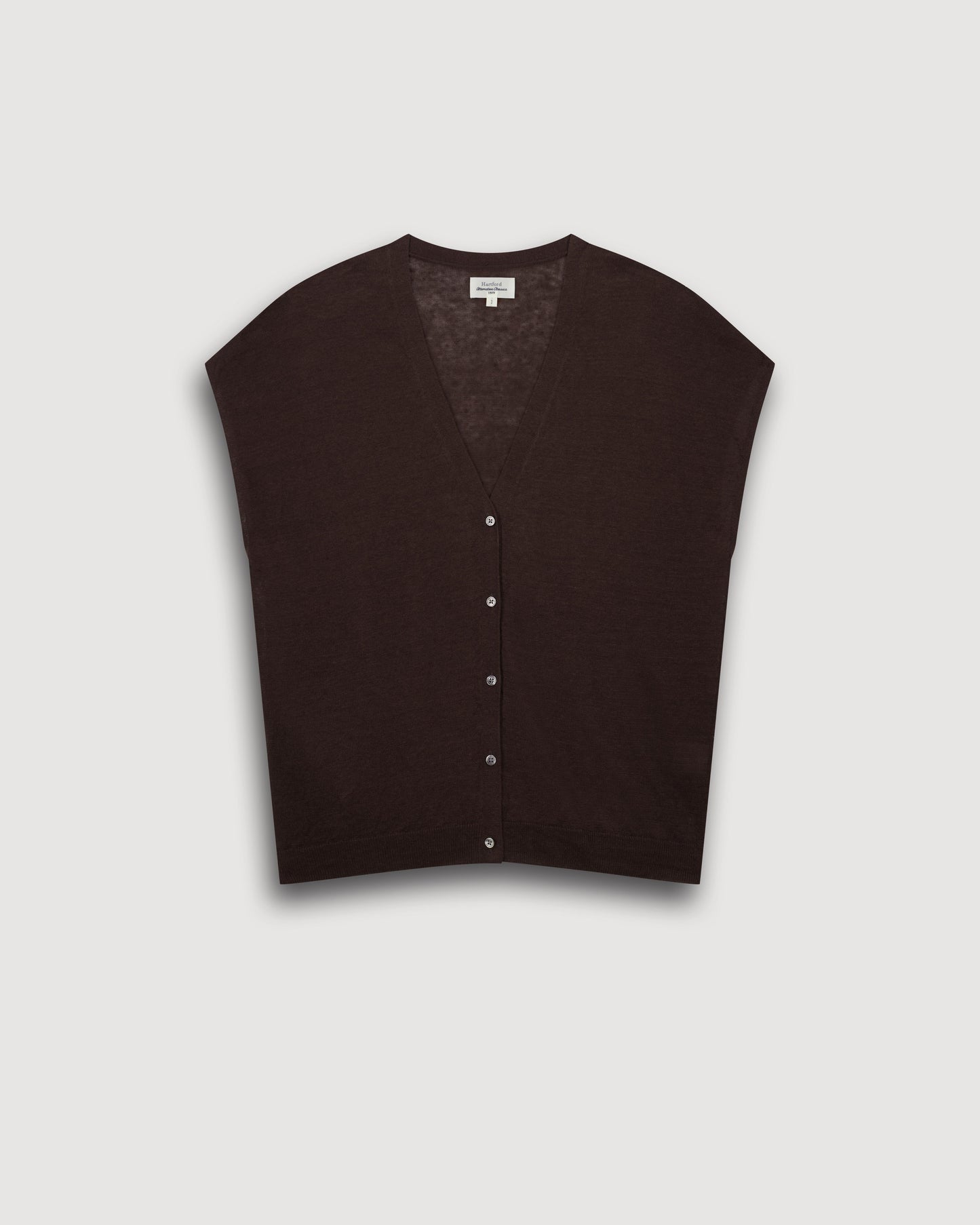 Gilet Femme en Lin Marron Mounia