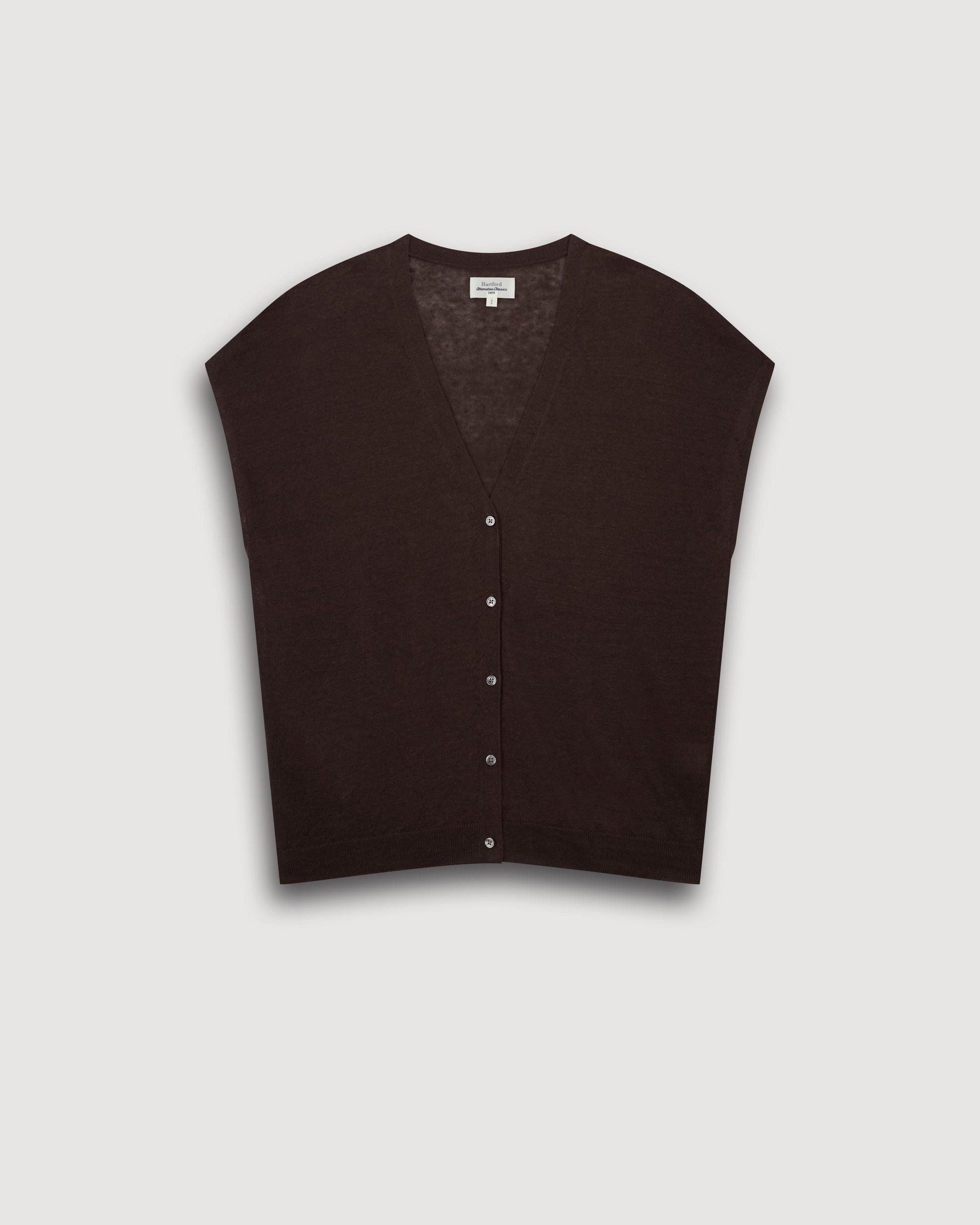 Gilet Femme en Lin Marron Mounia