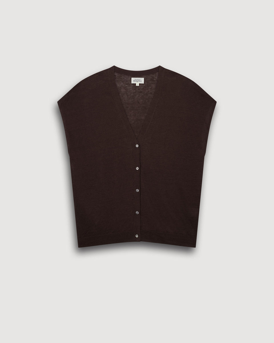 Gilet Femme en Lin Marron Mounia - Image 3