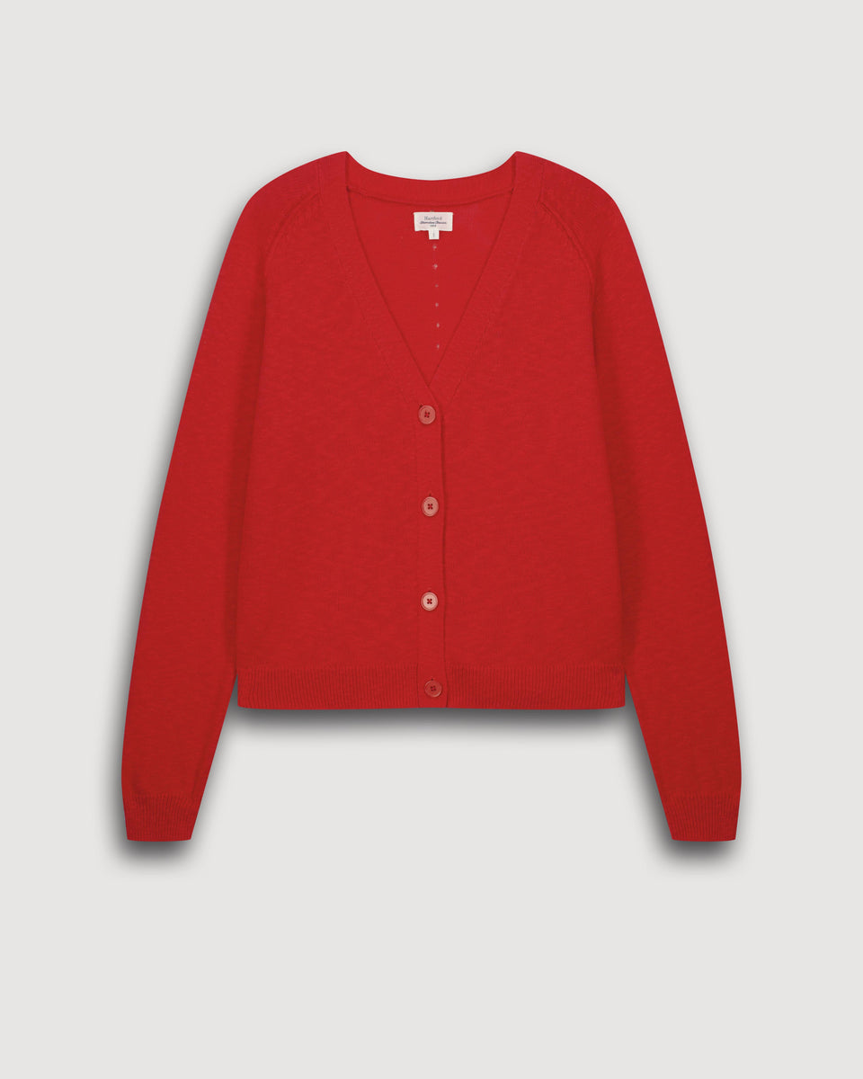 Cardigan de algodón flameado rojo para mujer Montana - Image 3