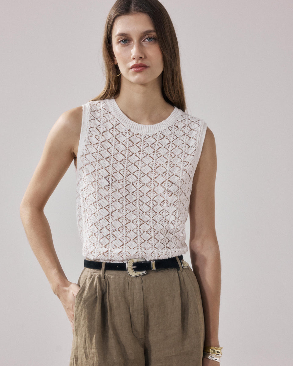 Mack Women's Ecru Flamed Cotton Sweater - Image principale