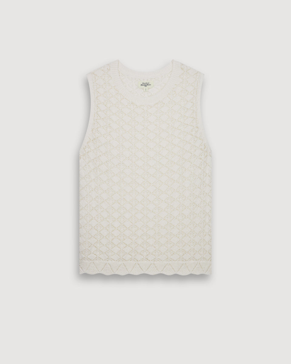 Pull Femme en Coton Flammé Ecru Mack - Image 3