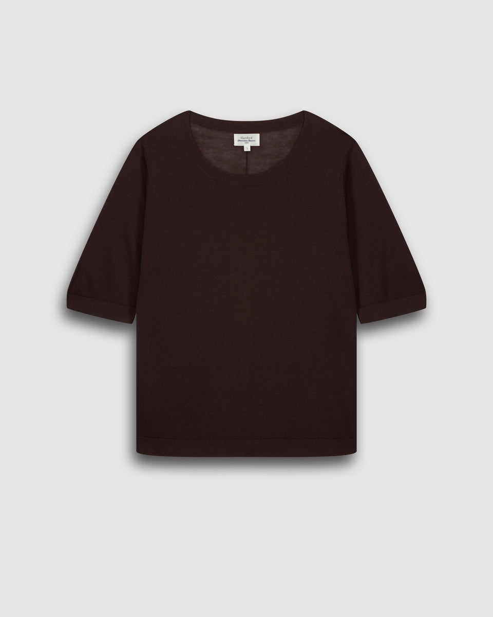Jersey de lana merino marrón para mujer Matija - Image 3