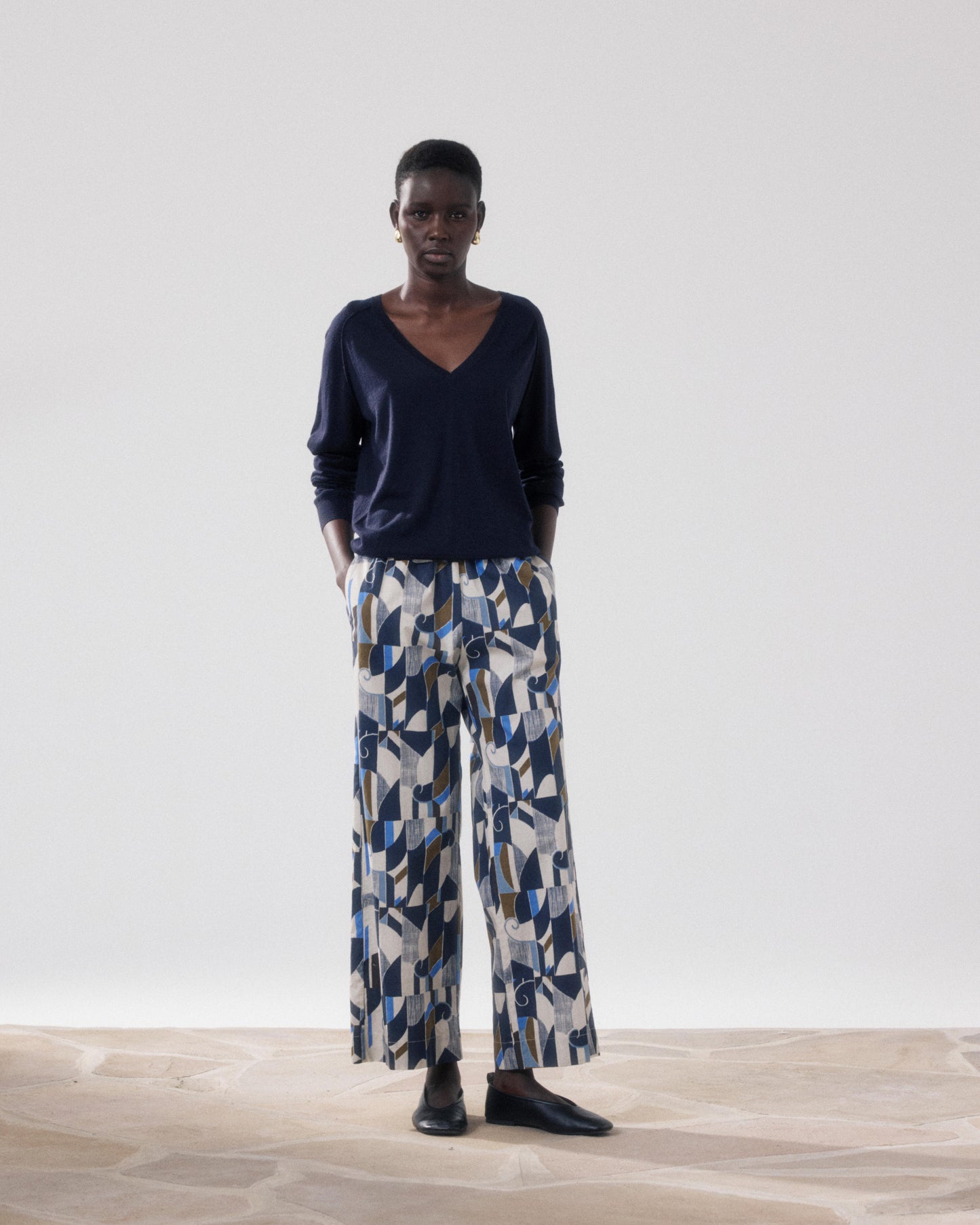 Women's Navy Blue Merino Wool Sweater Miatile BFMX518-03