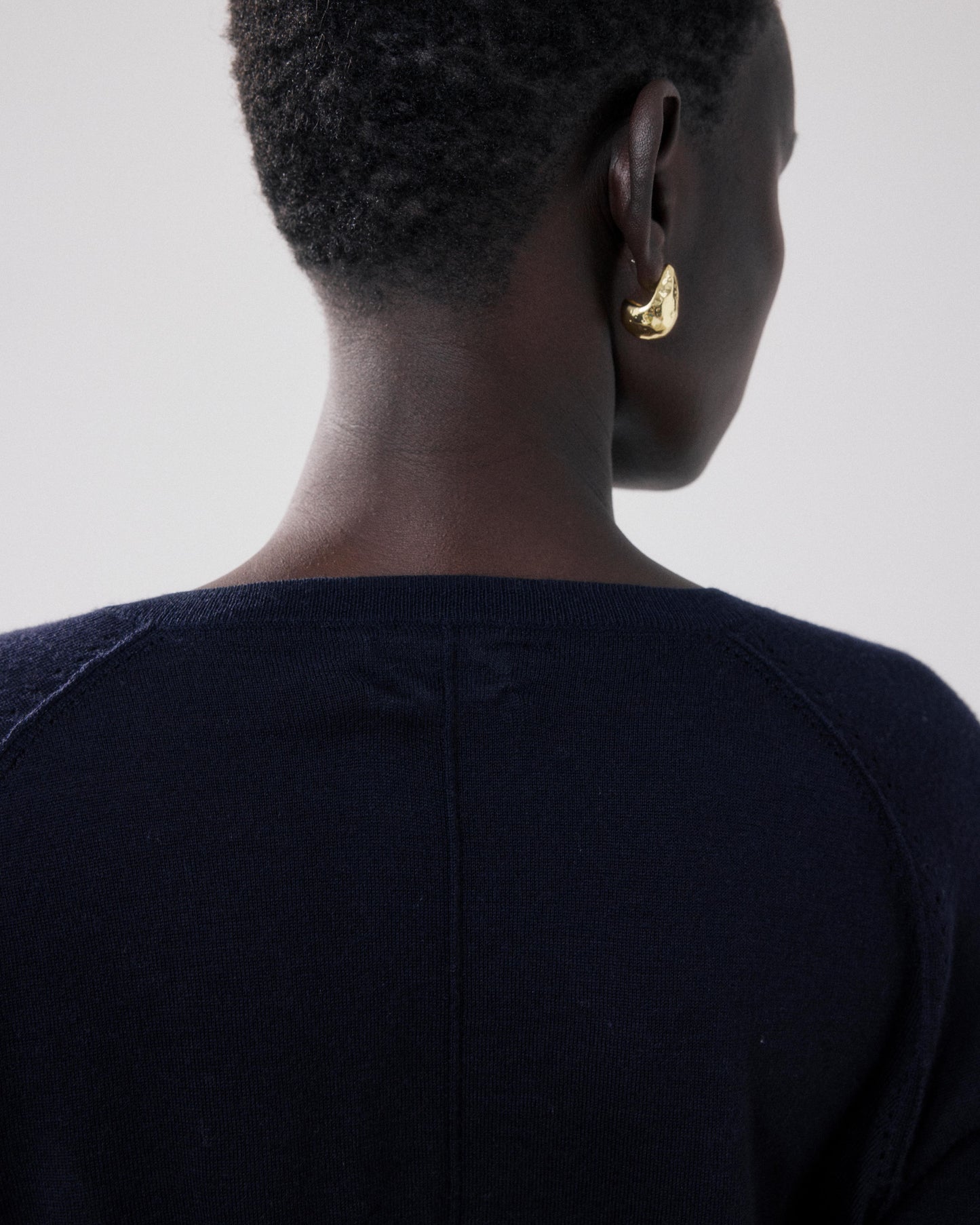 Women's Navy Blue Merino Wool Sweater Miatile BFMX518-03