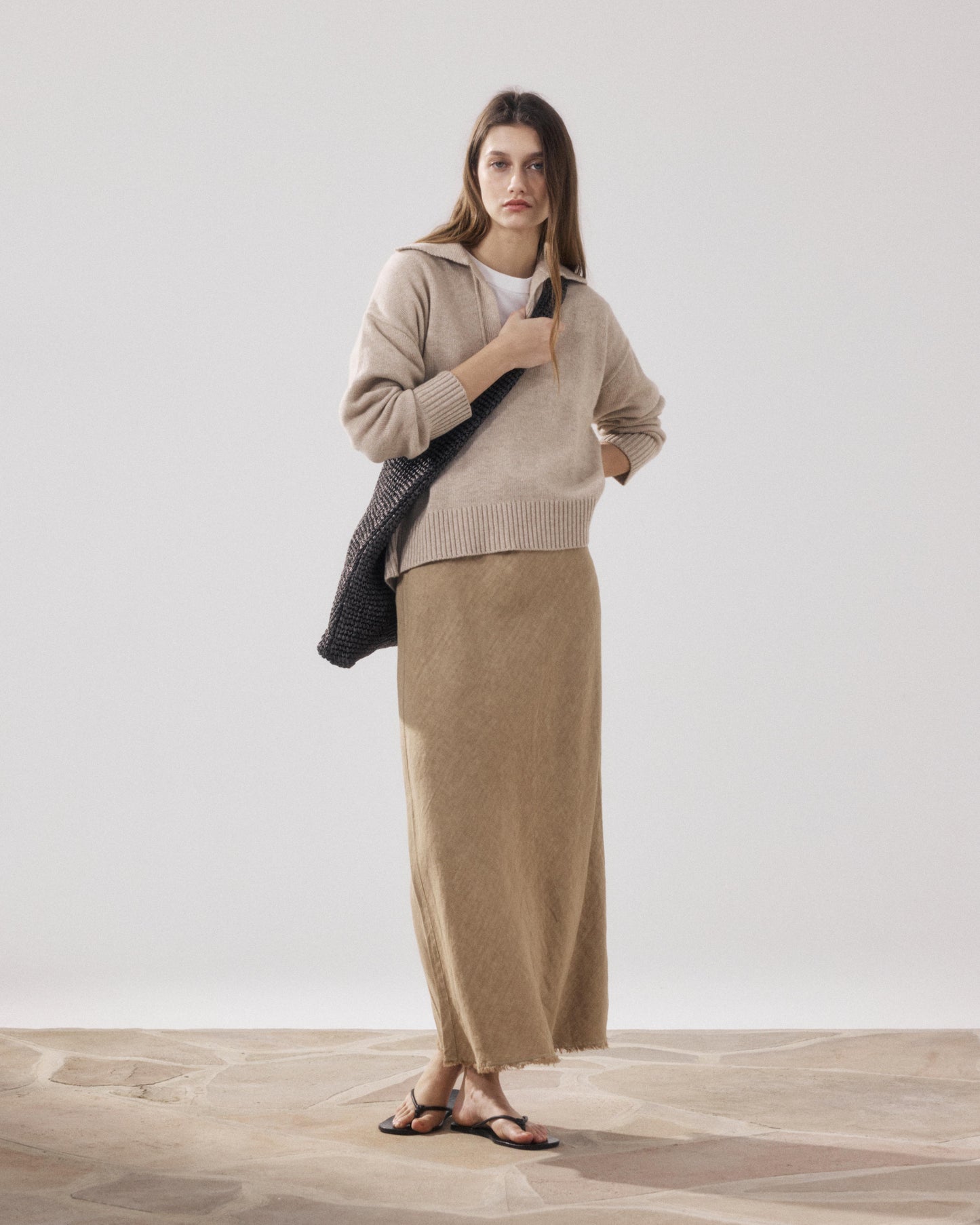 Pull Femme en Laine & Cachemire Ecru Mungo BFMY519-01