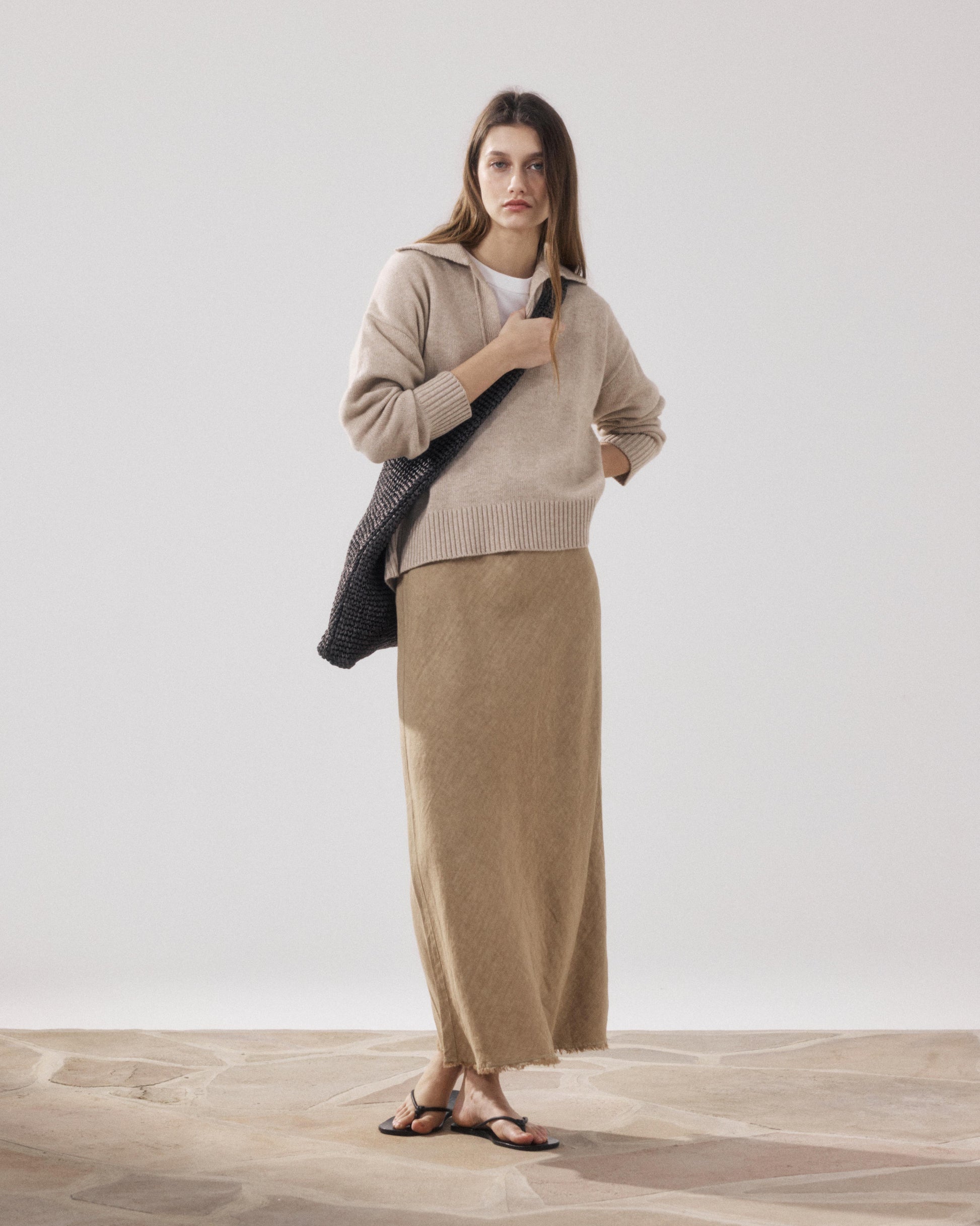 Pull Femme en Laine & Cachemire Ecru Mungo BFMY519-01