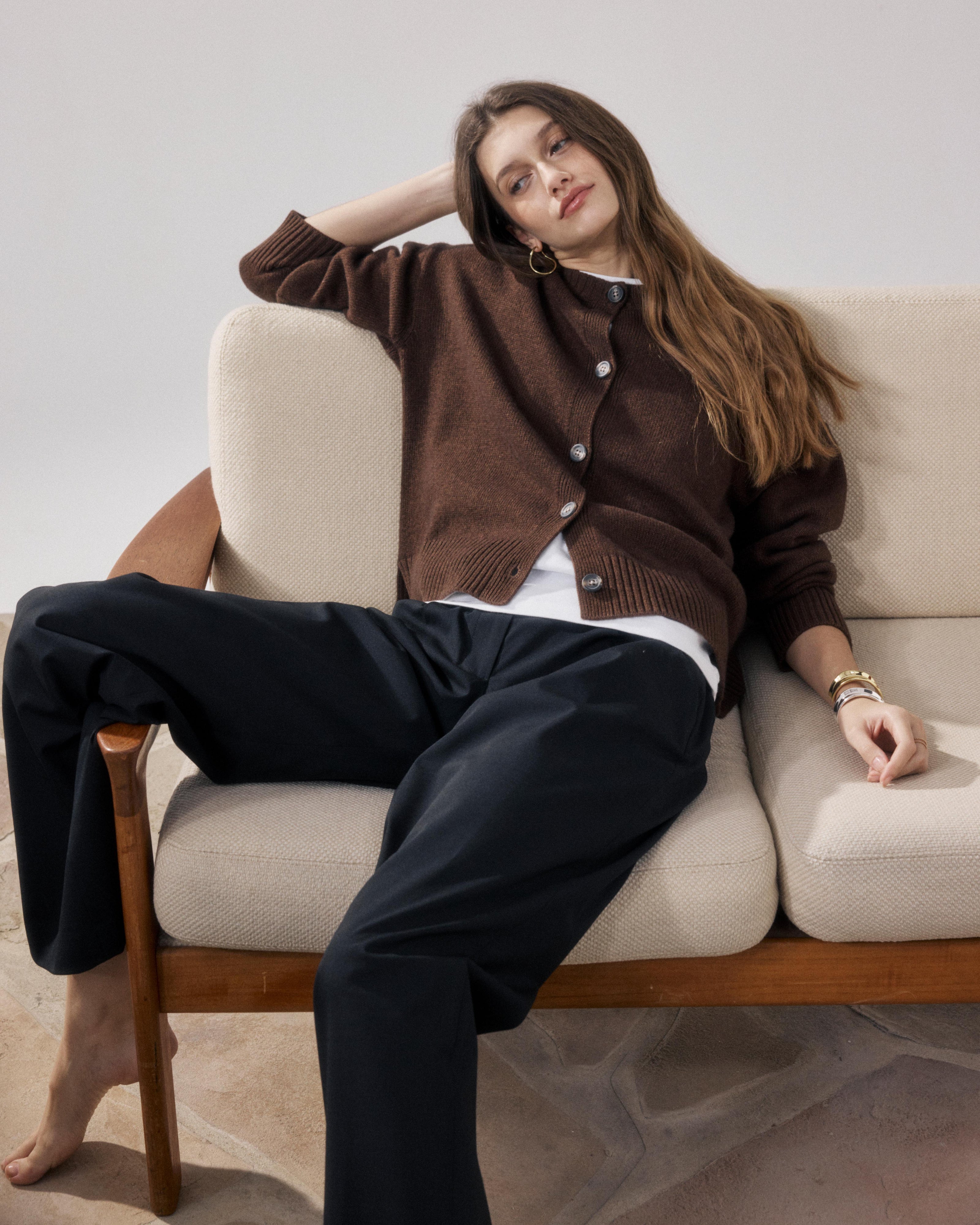 Women's Brown Wool & Cashmere Sweater Mesmine BFMZ519-02