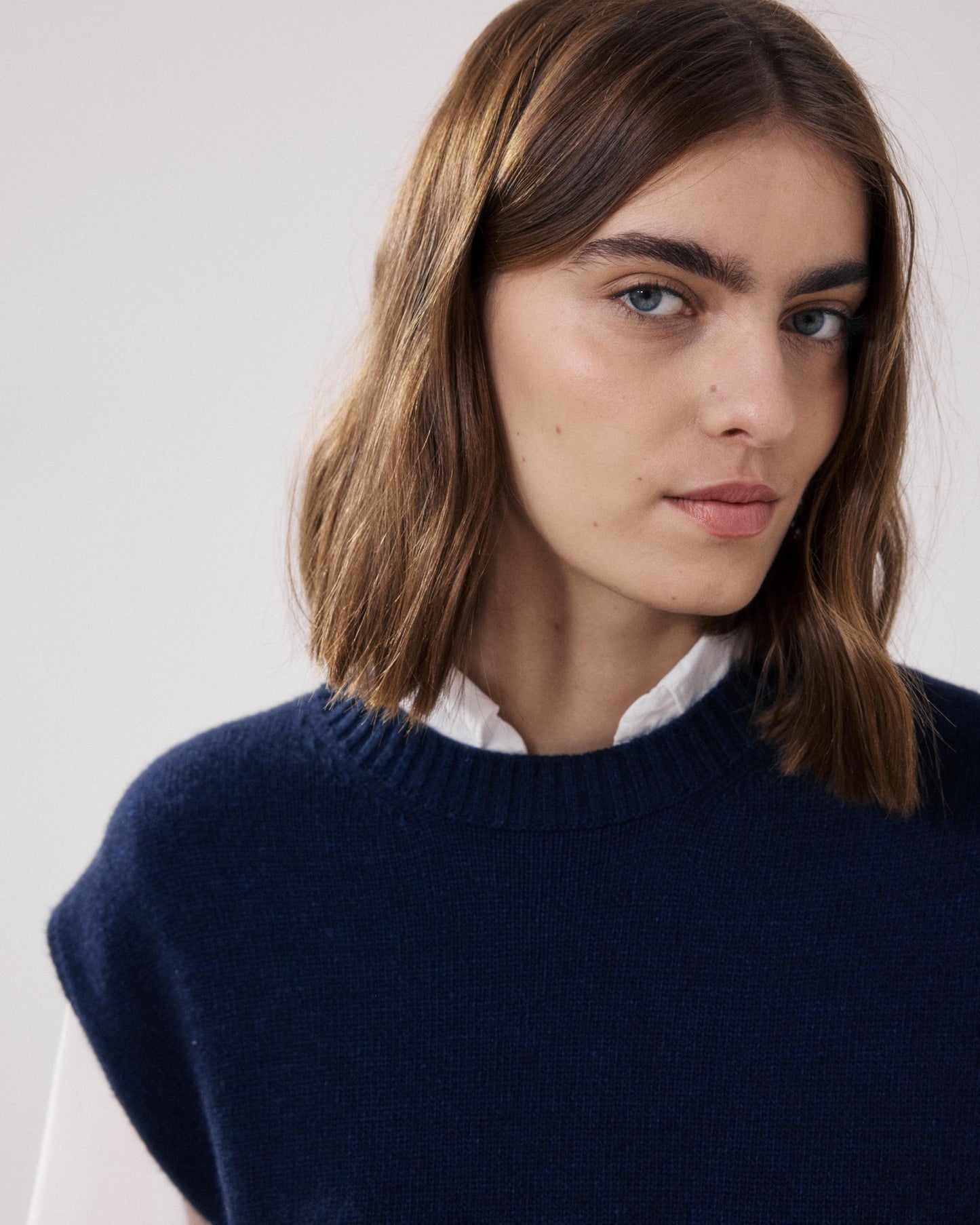 Pull Femme en Laine & Cachemire Bleu Marine Mayra BFNA519-03