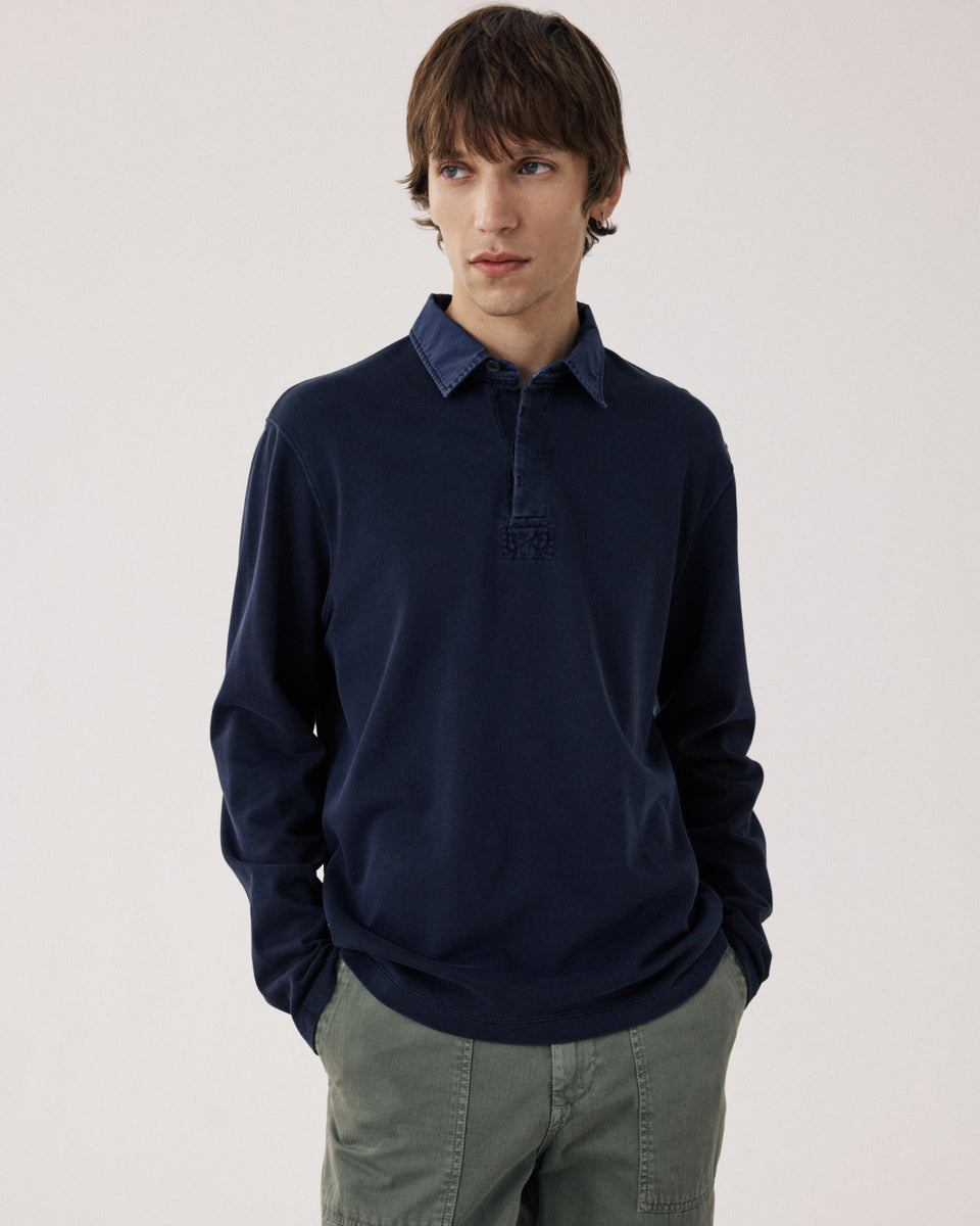 Polo Hombre en Algodón Azul marino Rugby - Image principale