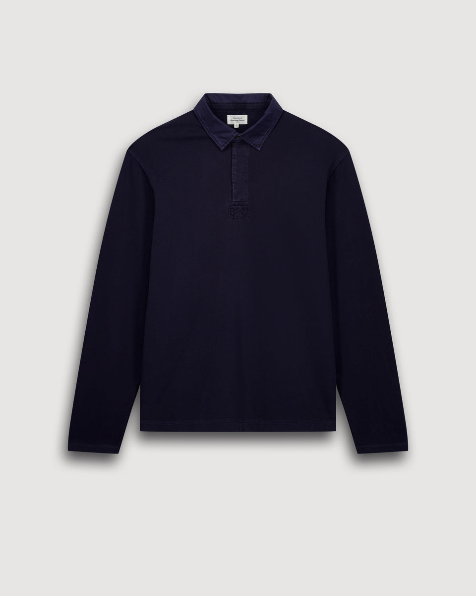 Sweatshirt Polo Homme en Coton Bleu Marine Rugby - Image 3