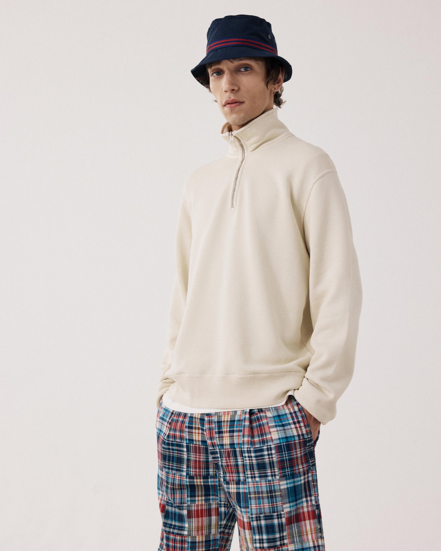 Zipper Men's Vanilla Cotton Sweatshirt