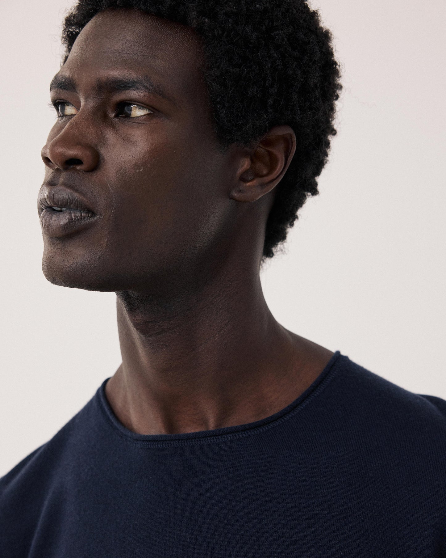 Jersey de hombre de algodón Supima & Cachemira azul marino Crew BFP8314-01