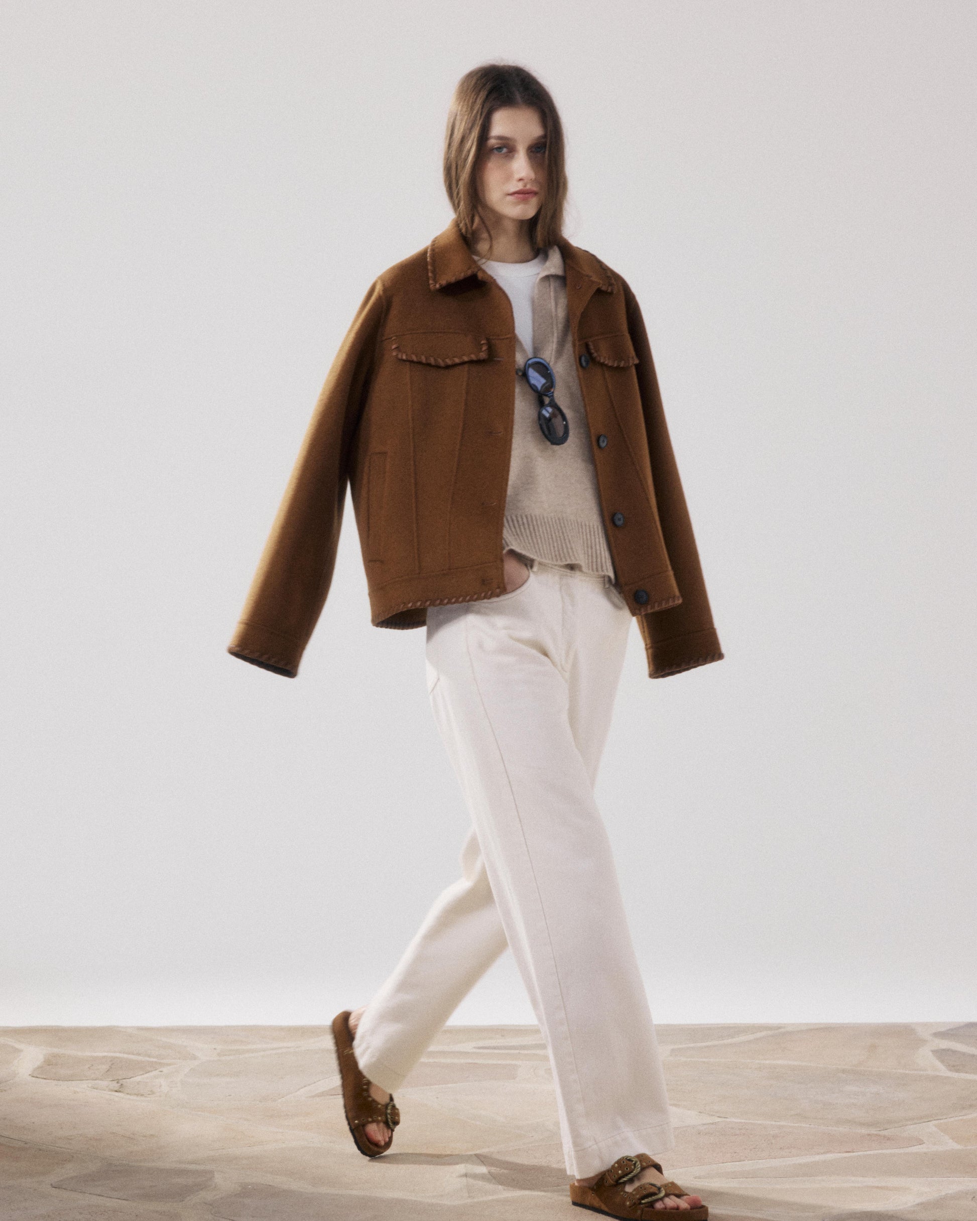 Pantalon Femme en Lyocell & Coton Beige Pad BFPA601-01