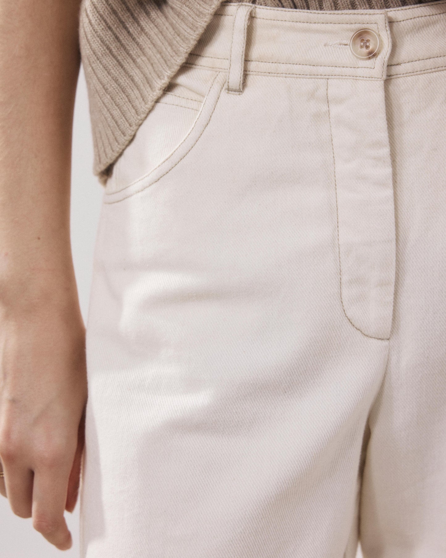 Pantalon Femme en Lyocell & Coton Beige Pad BFPA601-01