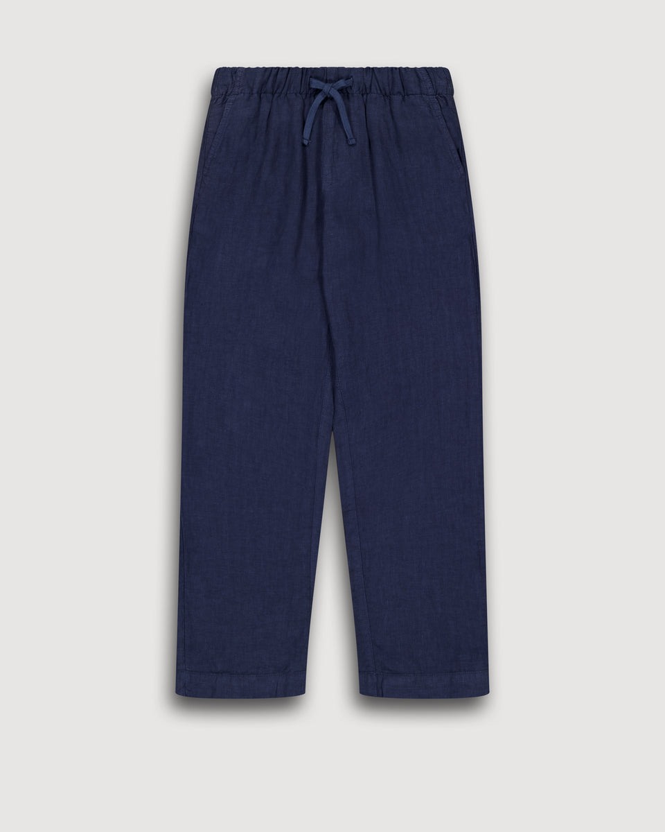 Pantalon Garçon en Lin Bleu Marine Joggy - Image principale