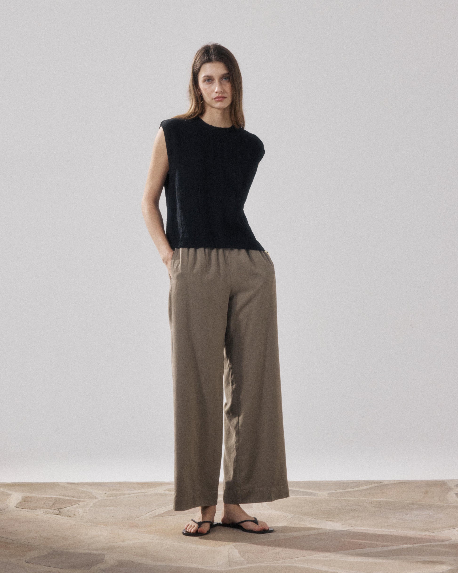 Pantalones de mujer de Lyocell & Algodón caqui Palermo BFPB608-34