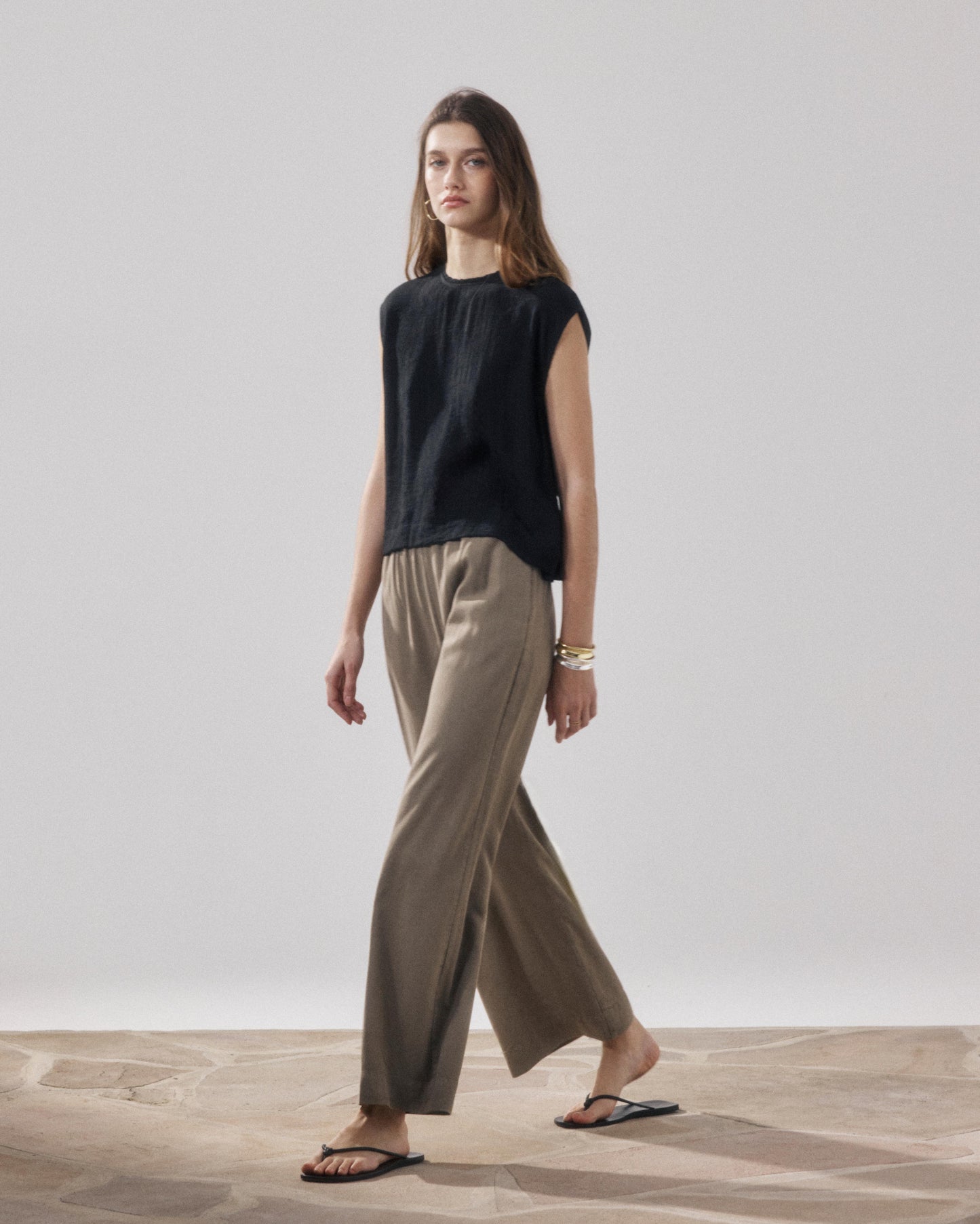 Pantalones de mujer de Lyocell & Algodón caqui Palermo BFPB608-34