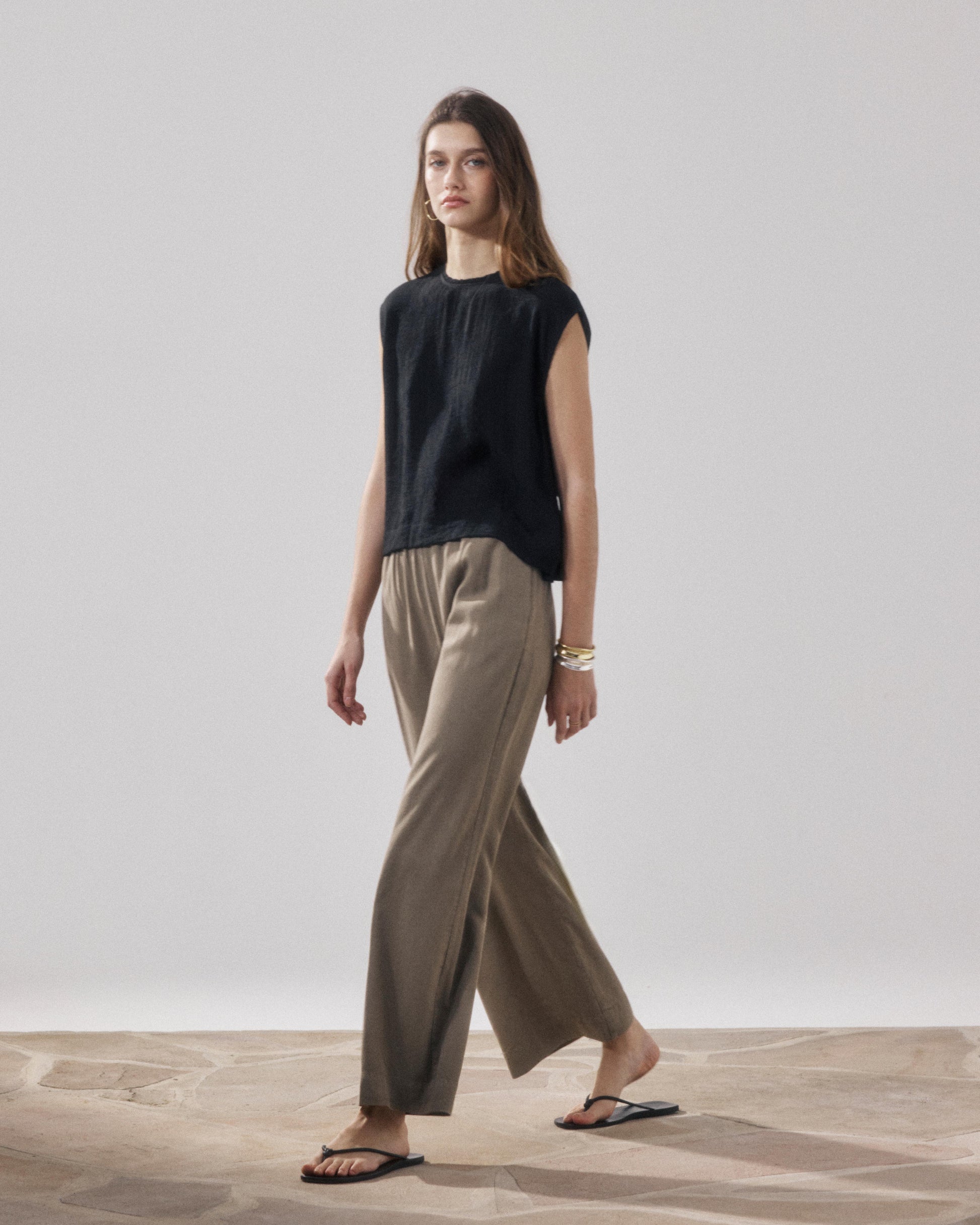 Pantalones de mujer de Lyocell & Algodón caqui Palermo BFPB608-34