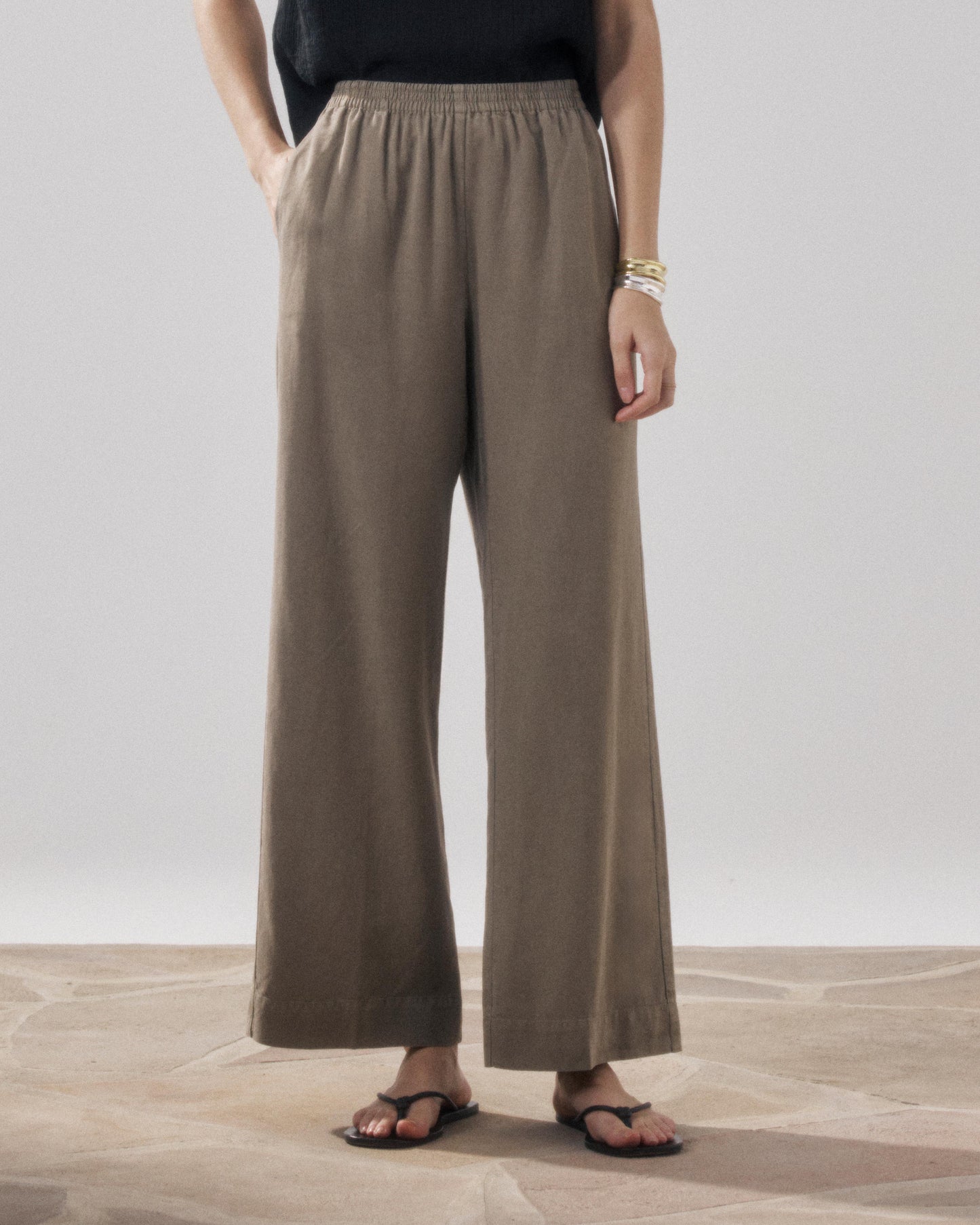Pantalones de mujer de Lyocell & Algodón caqui Palermo BFPB608-34