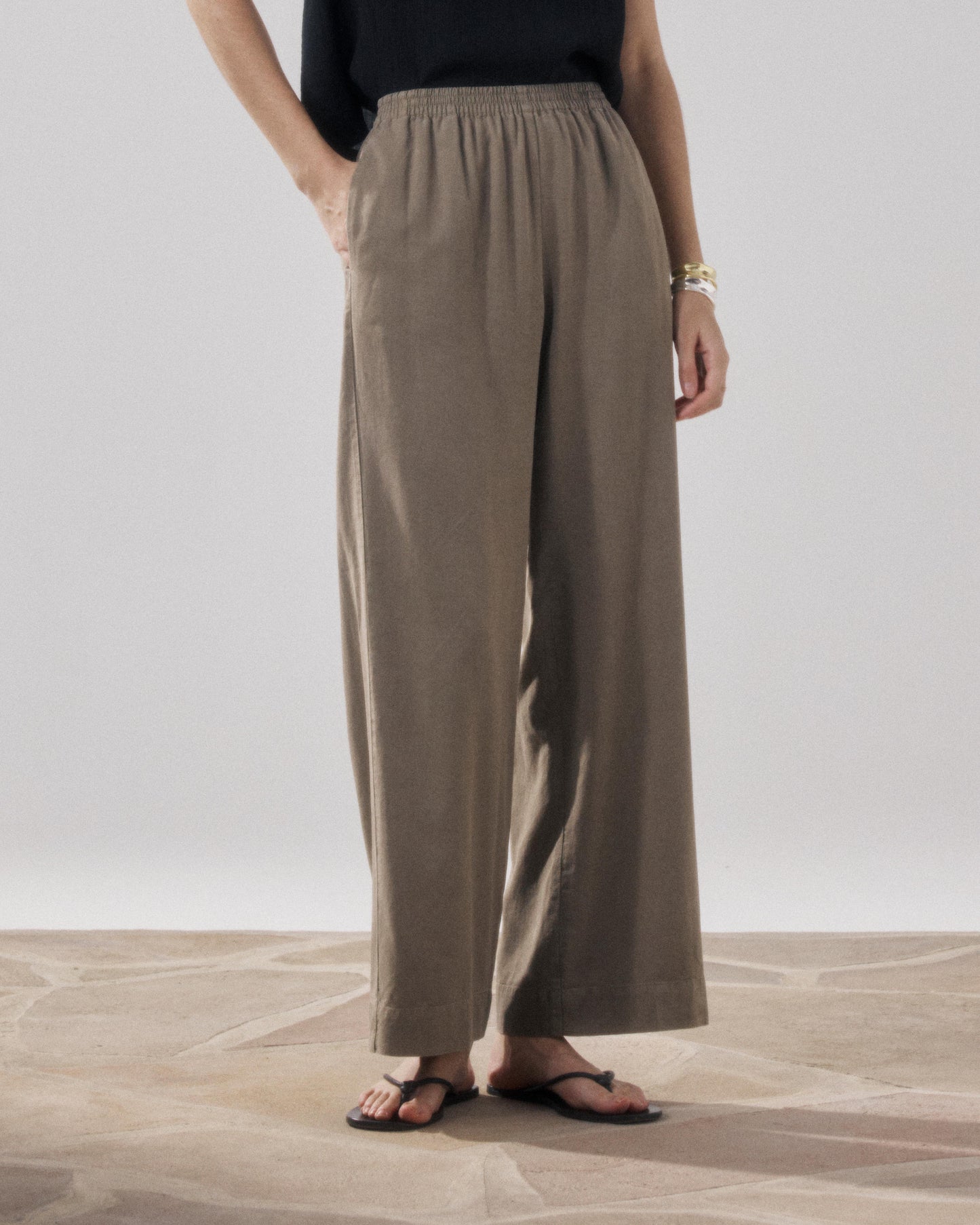 Pantalones de mujer de Lyocell & Algodón caqui Palermo BFPB608-34