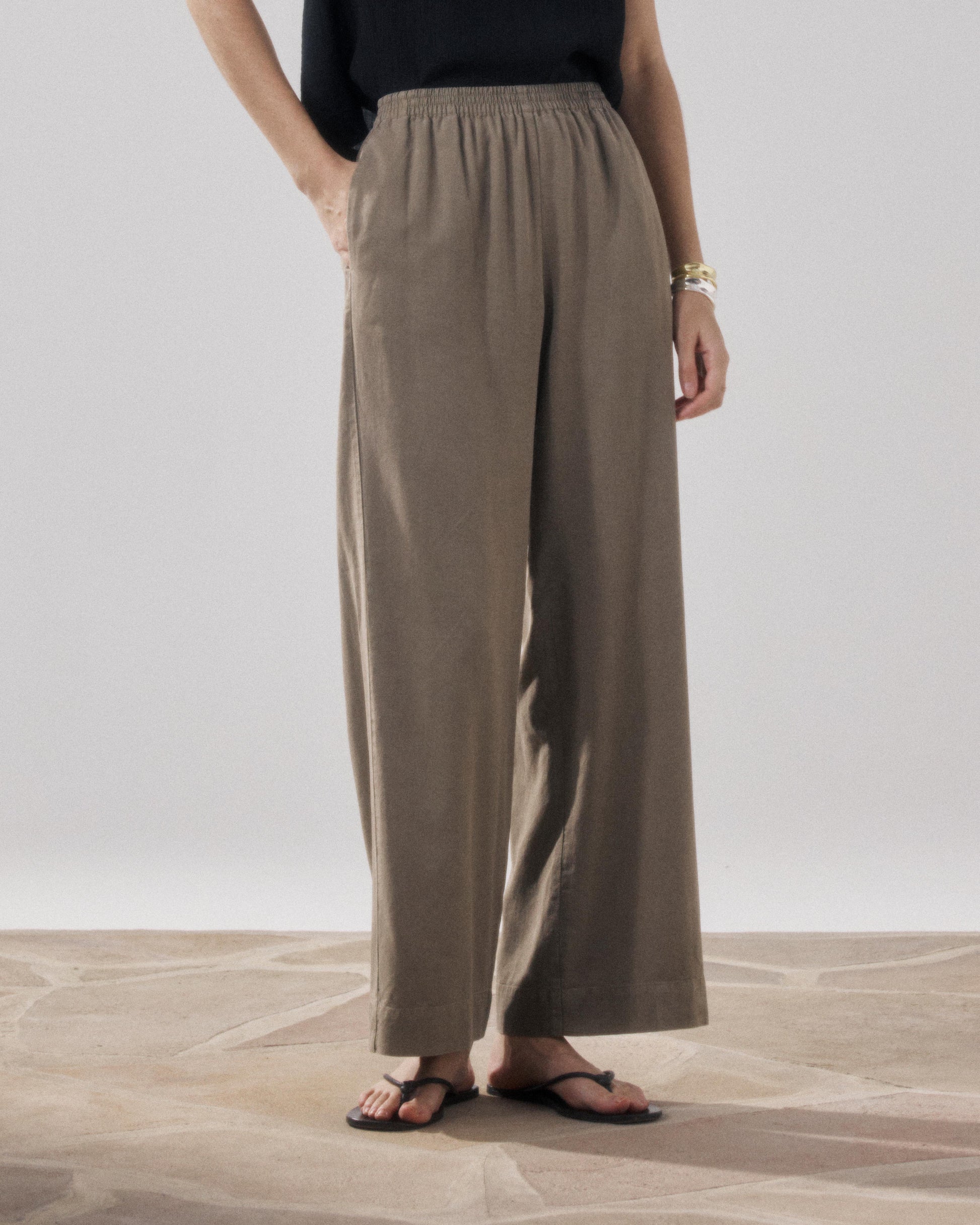 Pantalones de mujer de Lyocell & Algodón caqui Palermo BFPB608-34