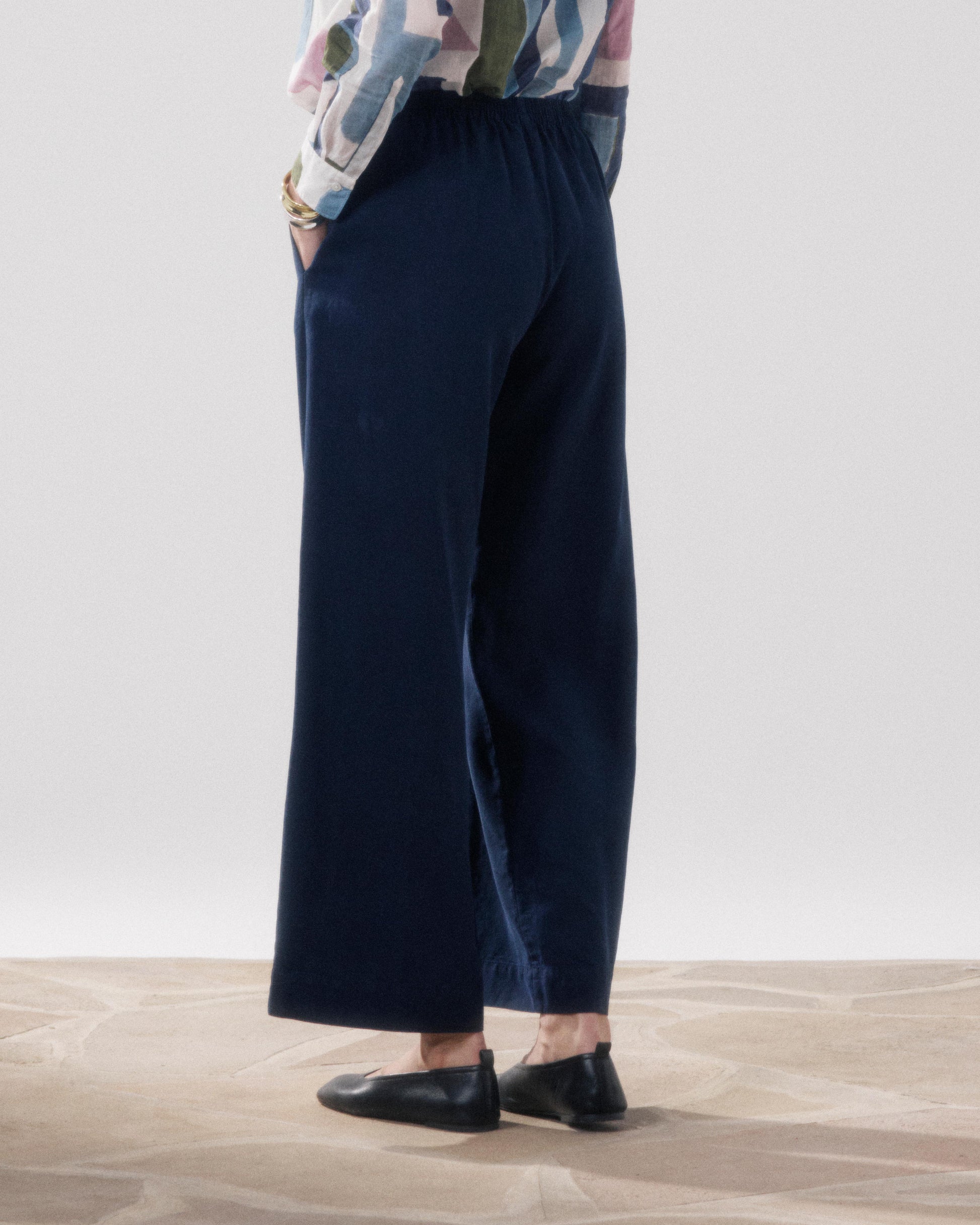 Women's Night Blue Lyocell & Cotton Pants Palermo BFPB608-43