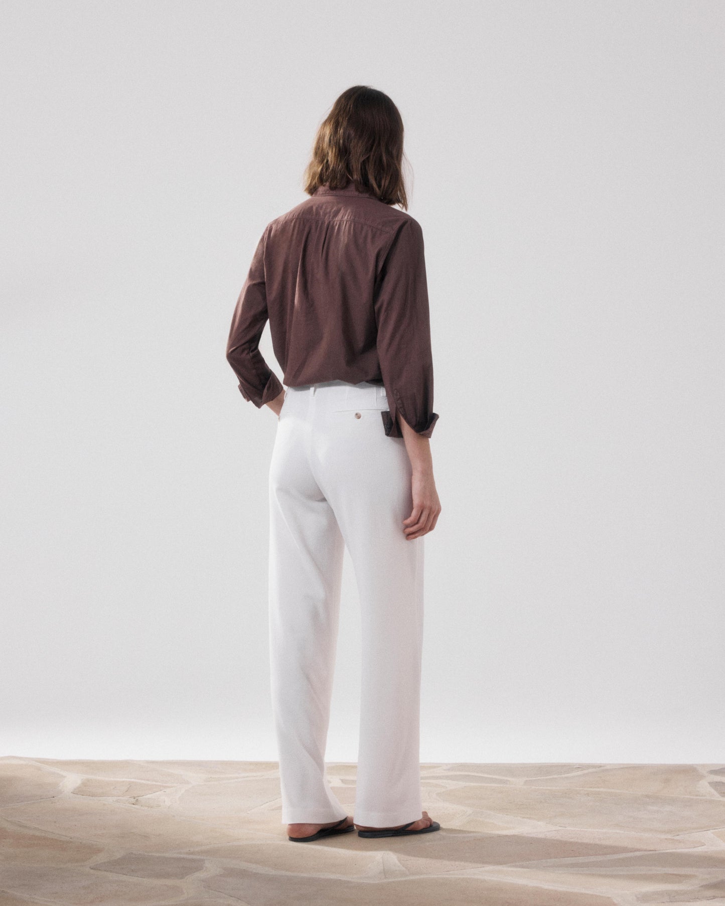 Women's White Paradise Crepe Pants BFPE613-01