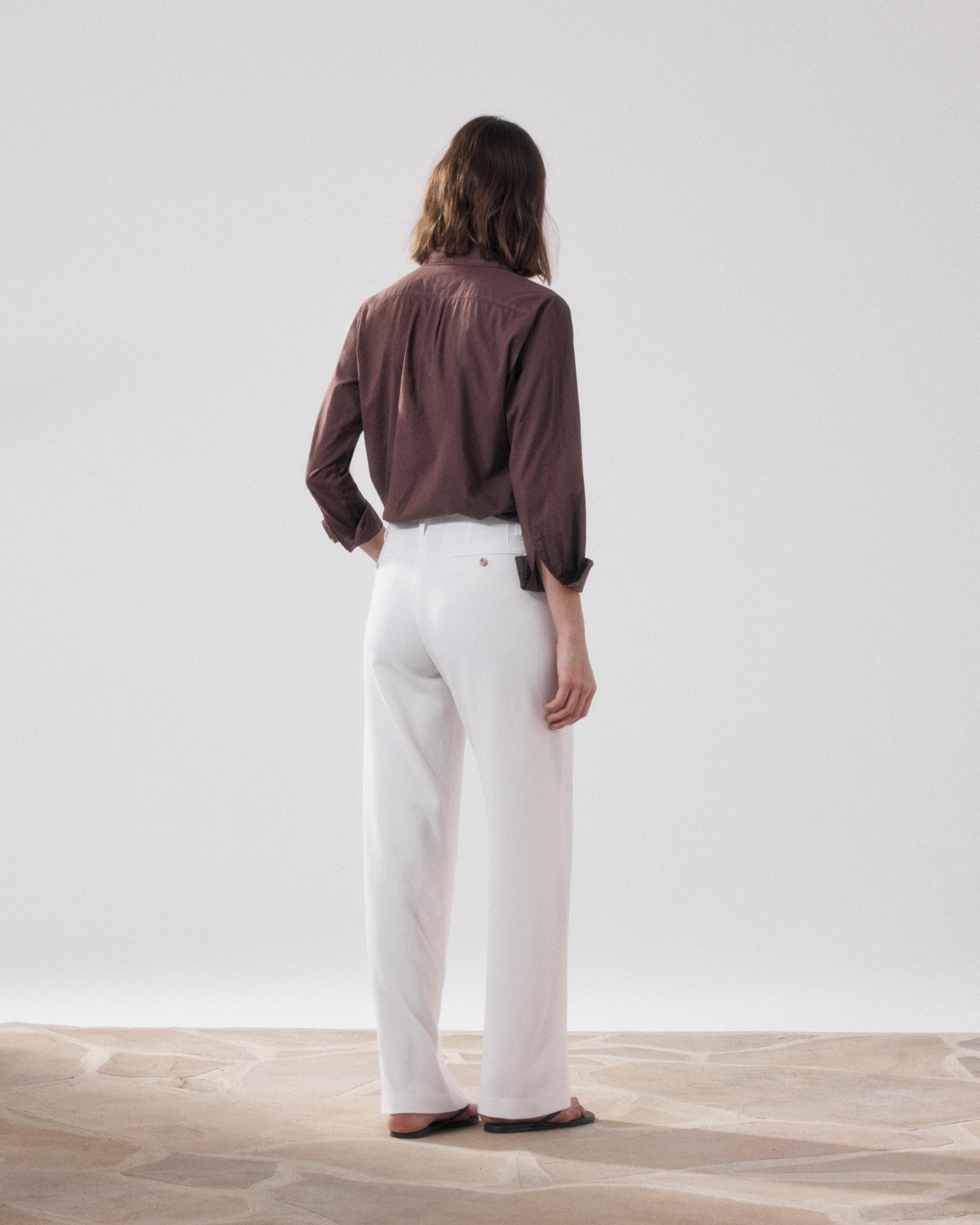 Women's White Paradise Crepe Pants BFPE613-01