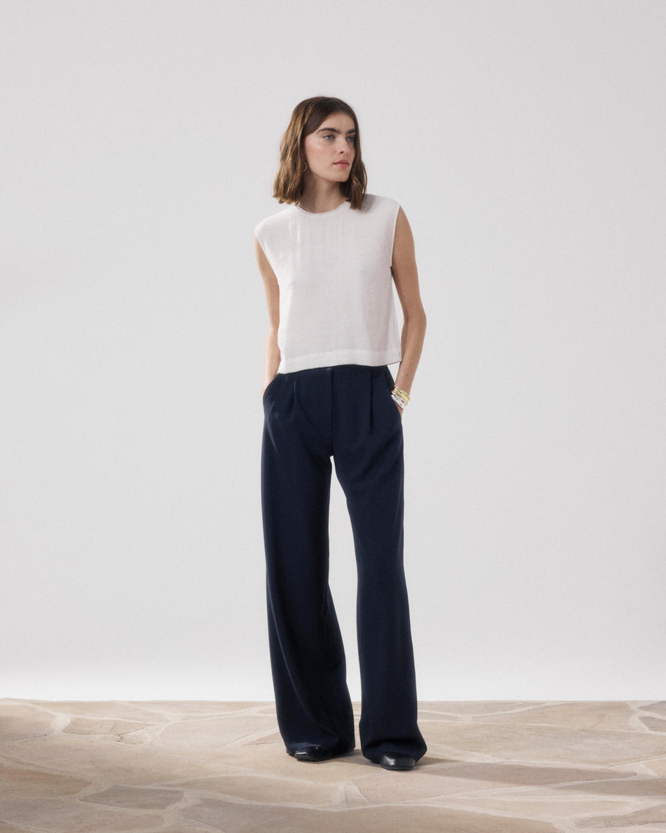 Paradise Women's Bleu Nuit Crepe Pants - Image alternative