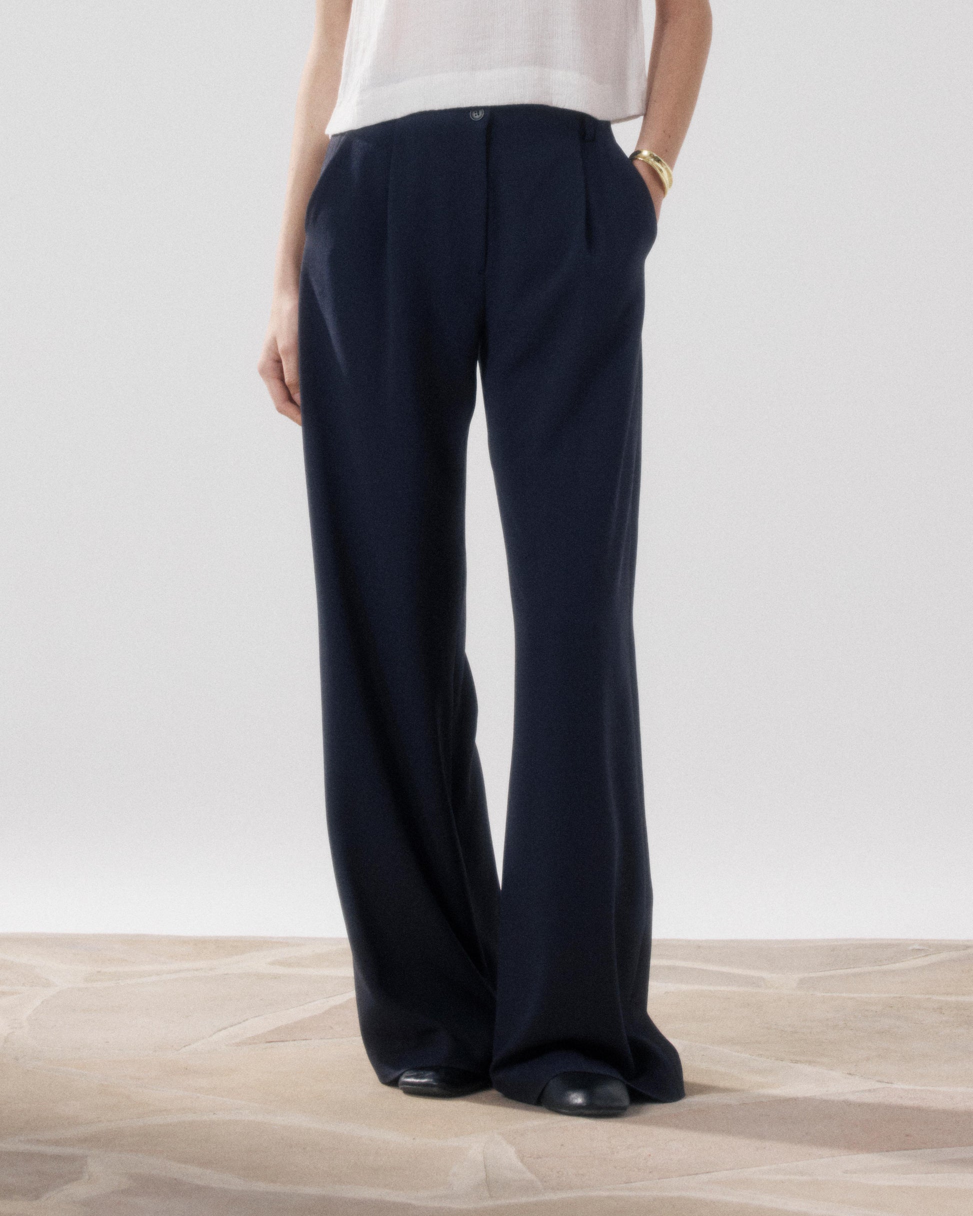 Women's Midnight Blue Crepe Pants Paradise BFPE613-02