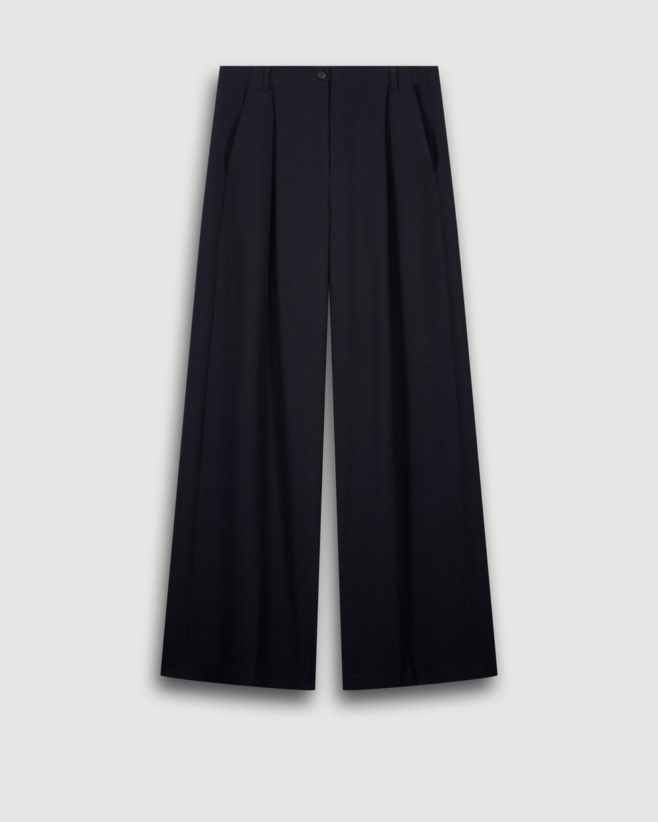 Pantalon Femme en Crepe Bleu Nuit Paradise - Image 3