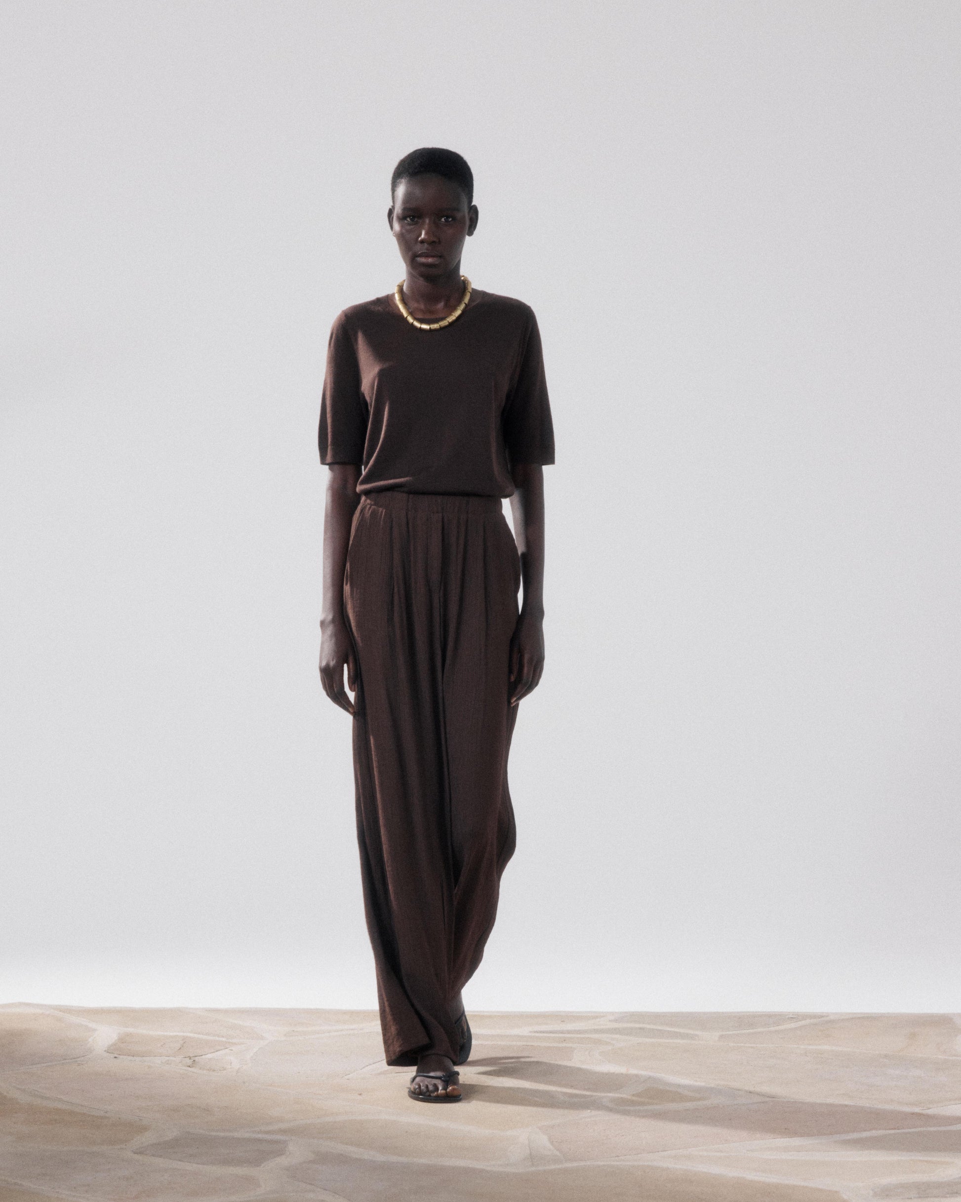 Women's Brown Cotton Pants Landscape BFPH634-09