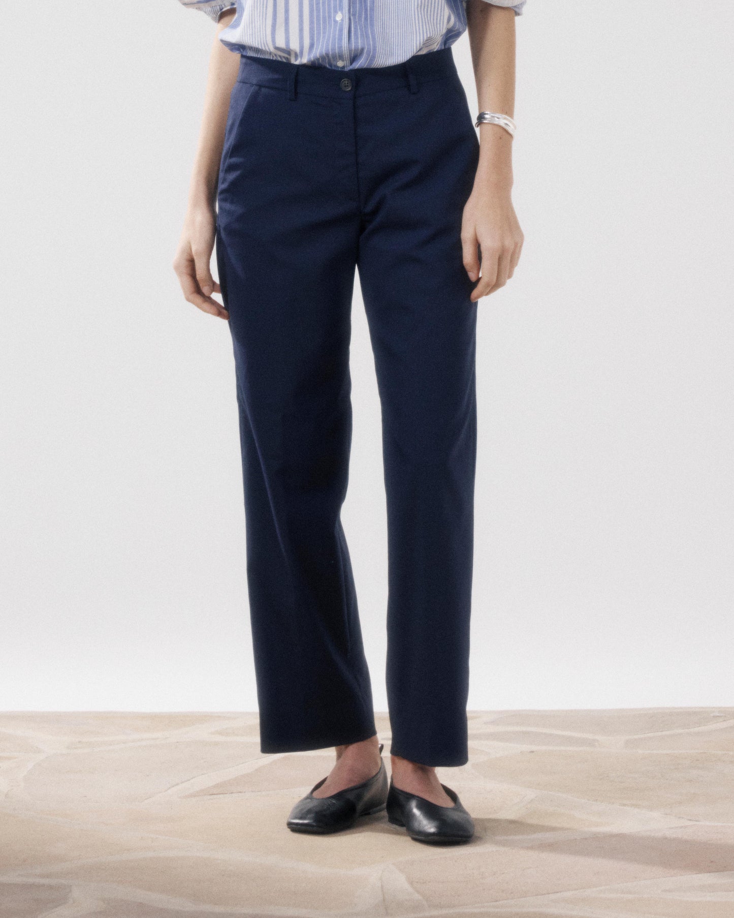 Women's Navy Blue Wool Pants Perf BFPJ614-01