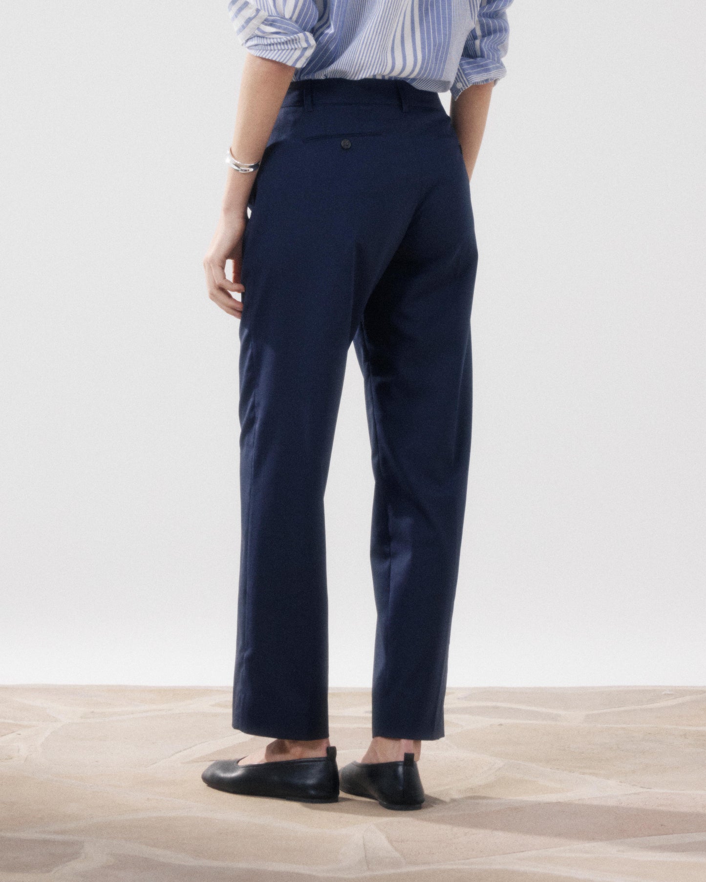 Women's Navy Blue Wool Pants Perf BFPJ614-01