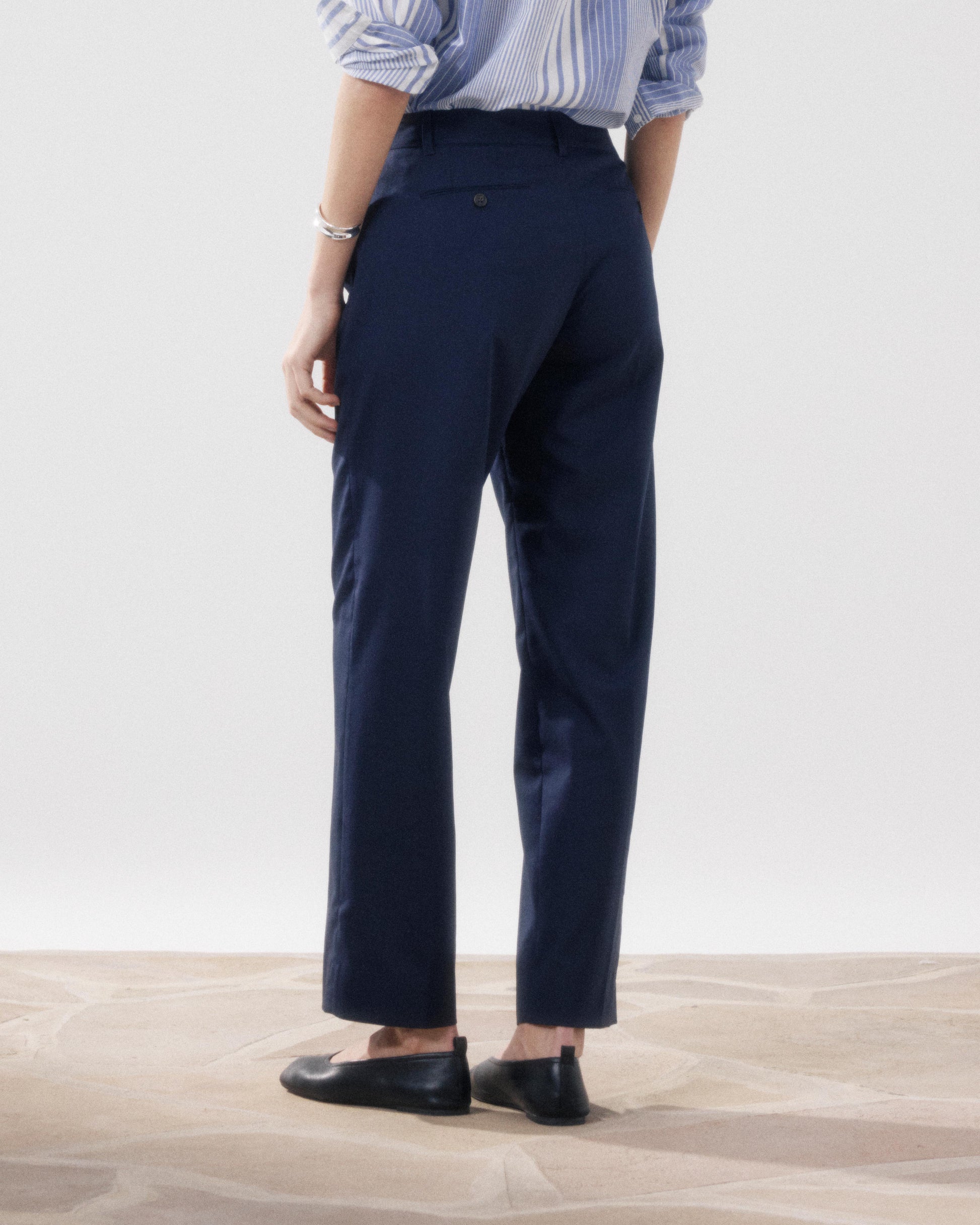 Women's Navy Blue Wool Pants Perf BFPJ614-01