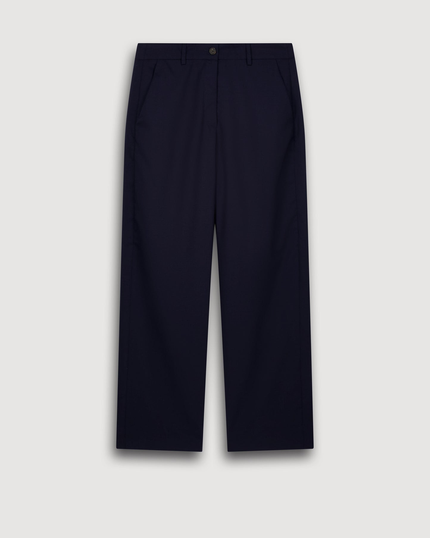 Pantalon Femme en Laine Mélangée Bleu Marine Perf