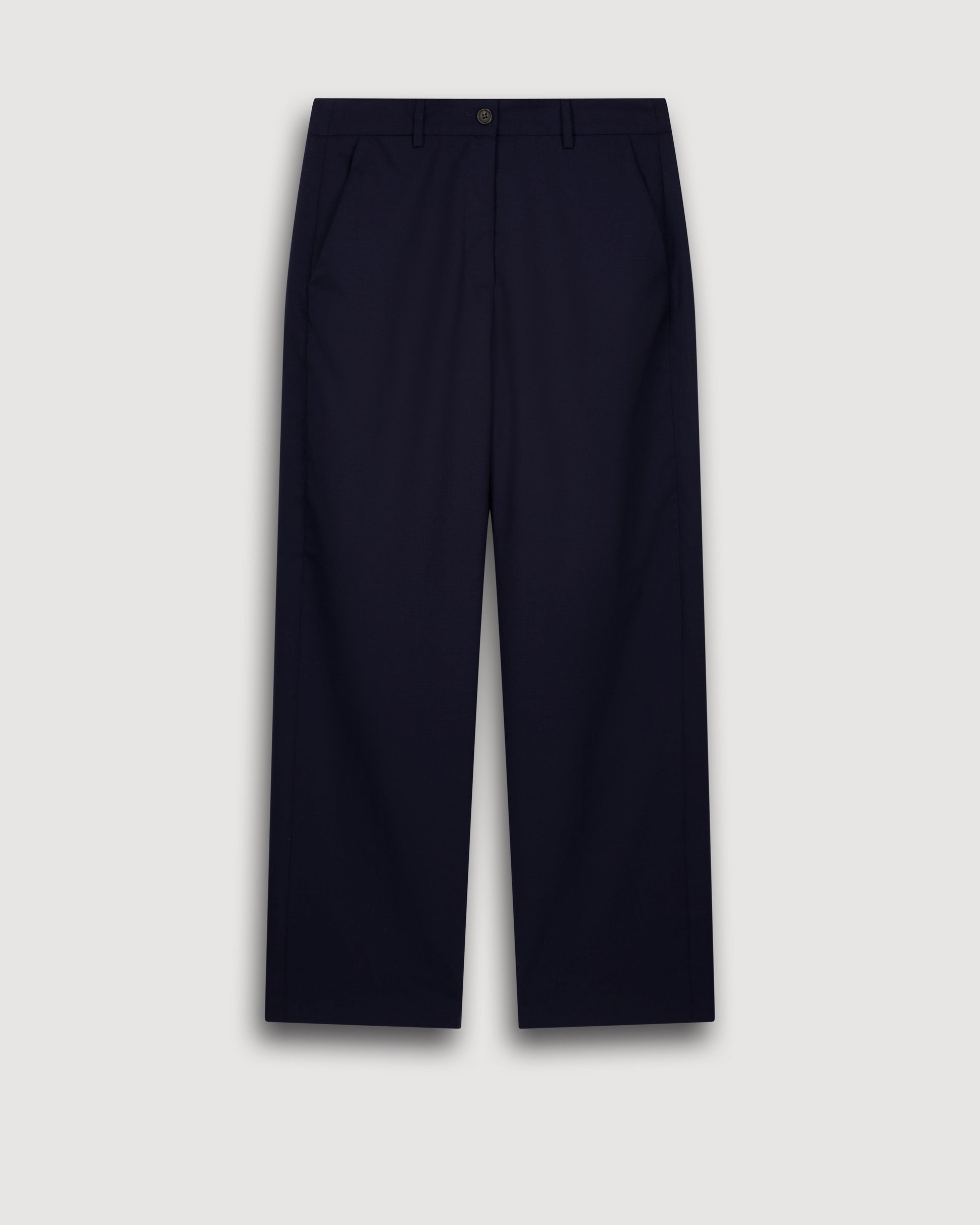 Pantalon Femme en Laine Mélangée Bleu Marine Perf