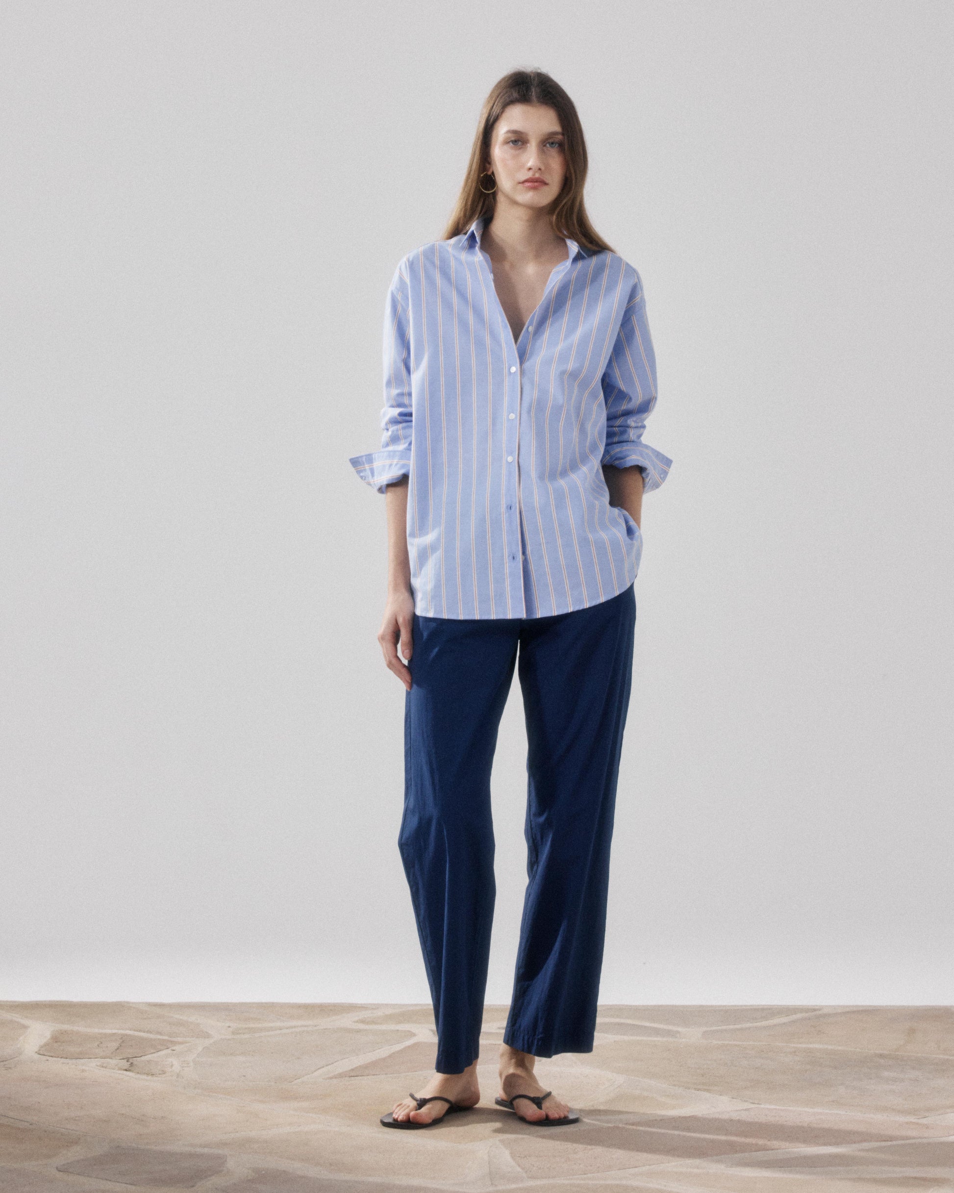 Pantalon Femme en Popeline Bleu Nuit Peyo BFPK610-43