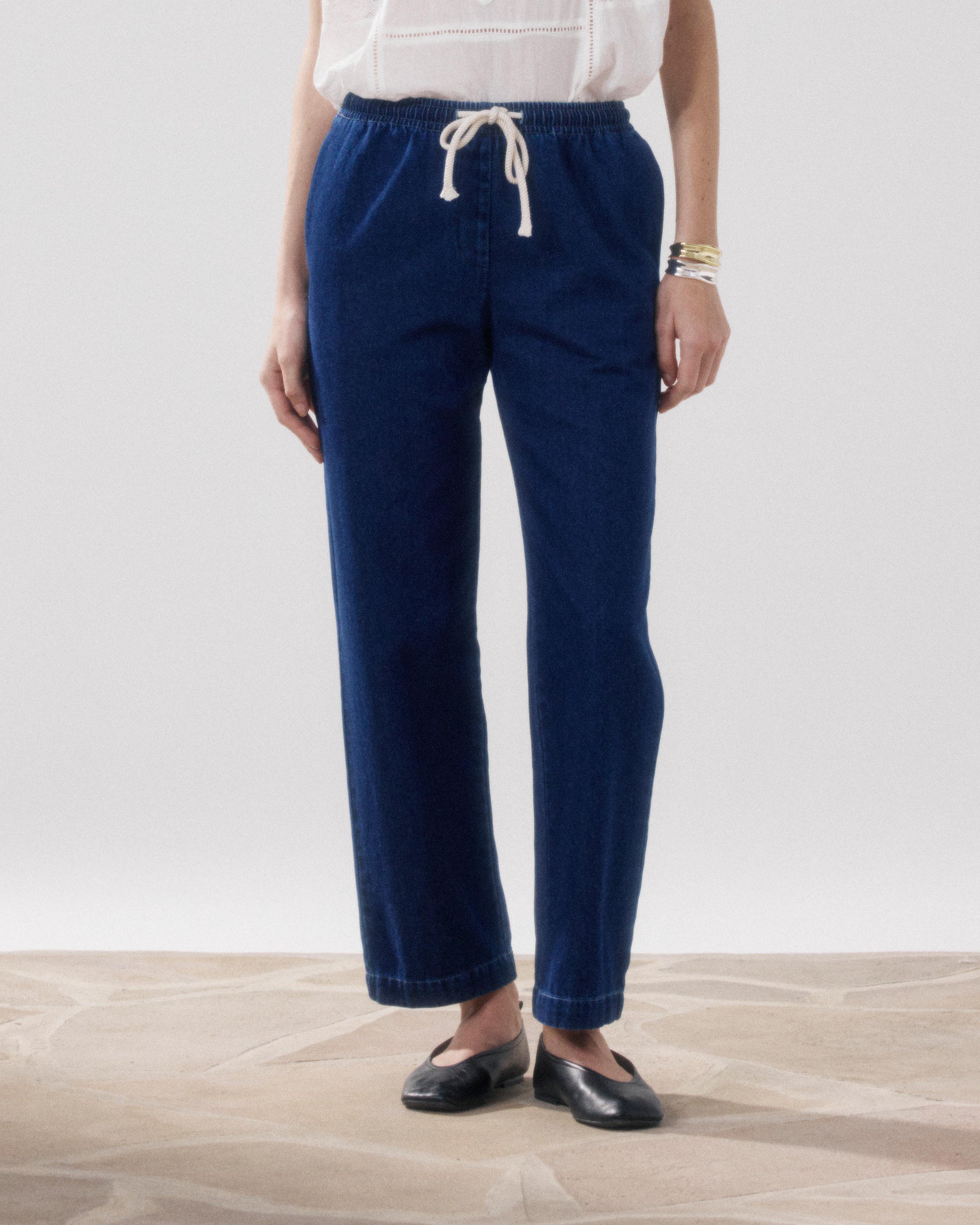Pantalon Femme en Coton Bleu Peyo