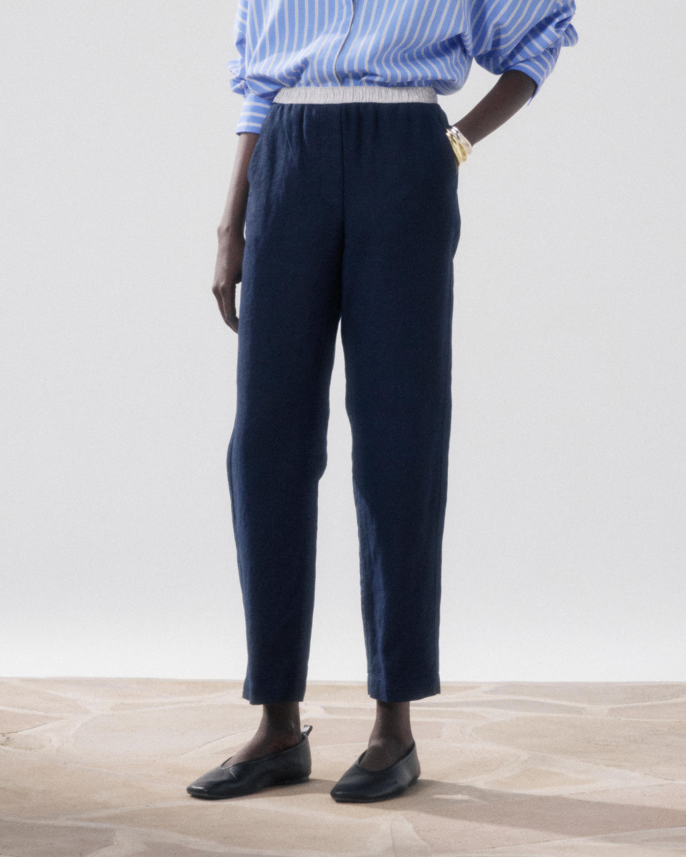 Pantalon Femme en Lin Bleu Nuit Pirol - Image 3