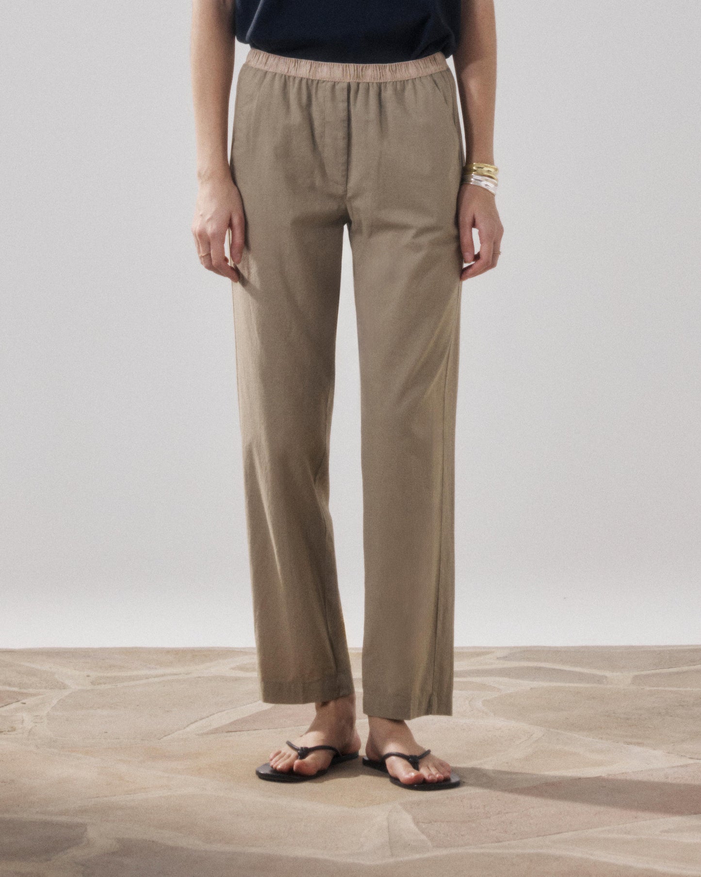 Pantalon Femme en Voile de Coton Khaki Pirol