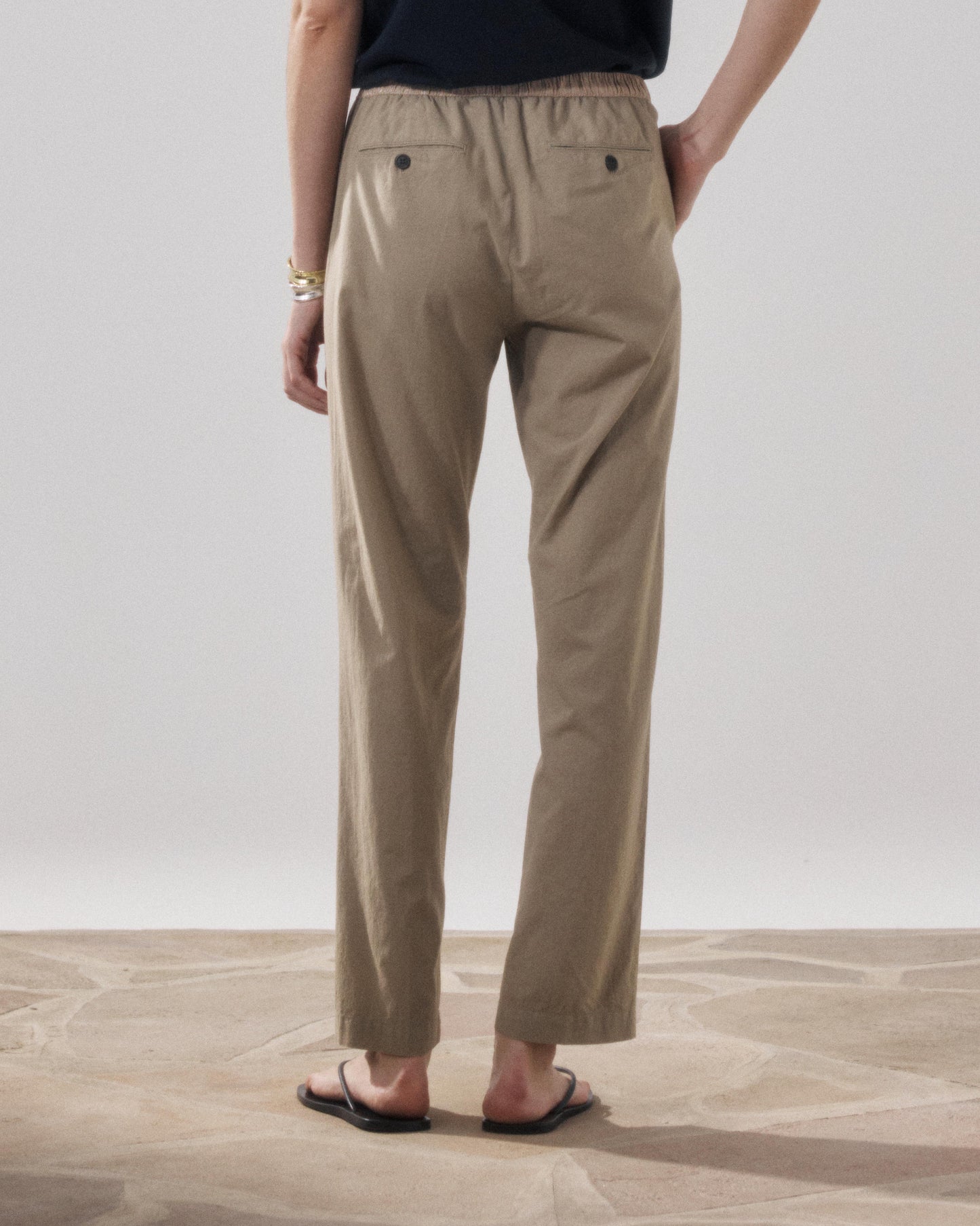 Pantalon Femme en Voile de Coton Khaki Pirol