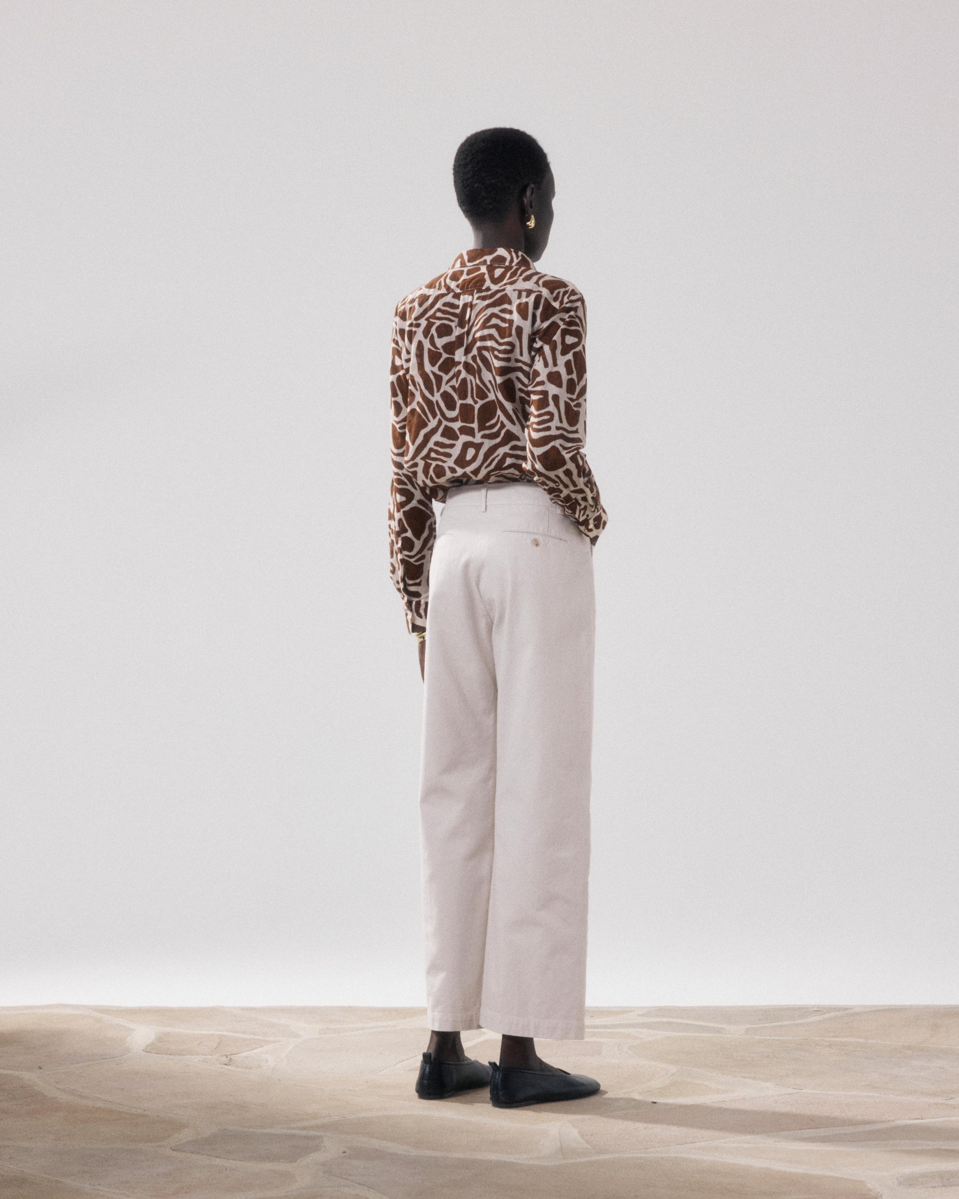 Women's Beige Polished Cotton Pants BFPN602-21