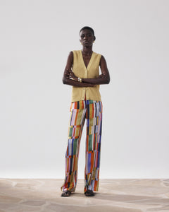 Damesbroek van bedrukte Viscose met veelkleurige print Positano