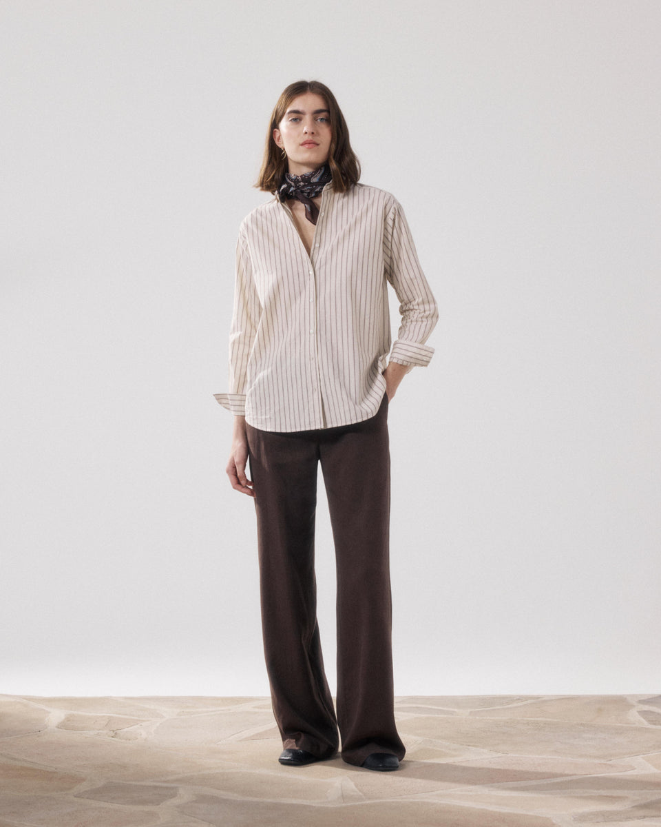 Pantaloni Donne Lyocell e Lino Marrone Positanon - Image principale